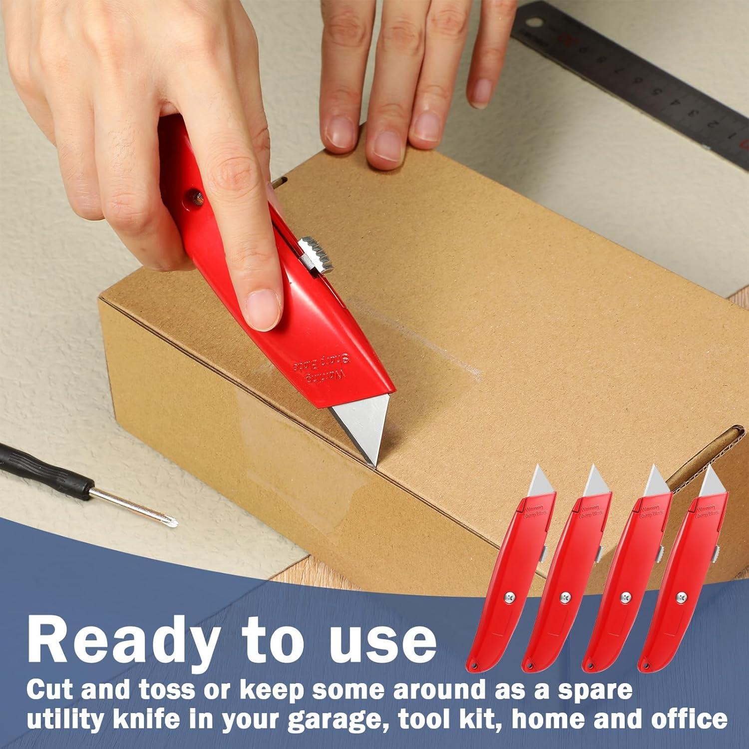 Cuchillo Cortador de Cajas Retráctil Lasnten 12 Pcs Rojo