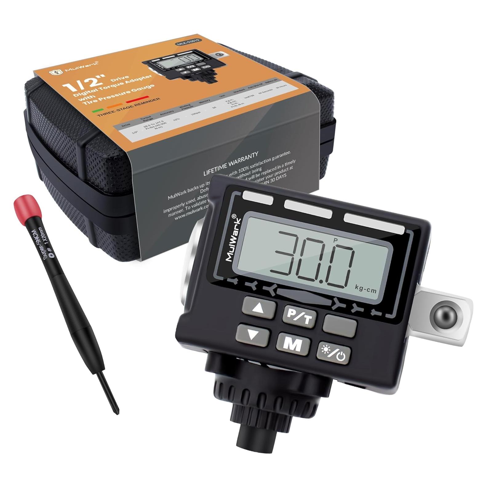 Adaptador de Par Digital MulWark 1/2" 7.4-147.5 ft-lbs con Medidor