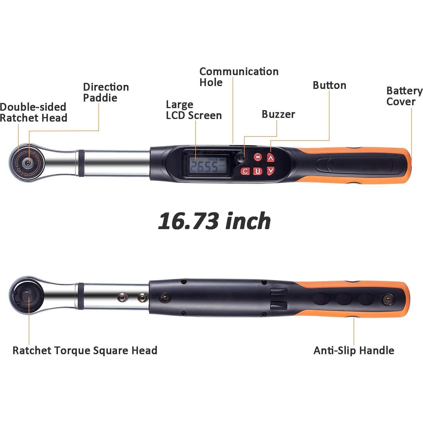 Llave de Torque Digital SOLUDE 1/2" 6.8~135 Nm Portátil