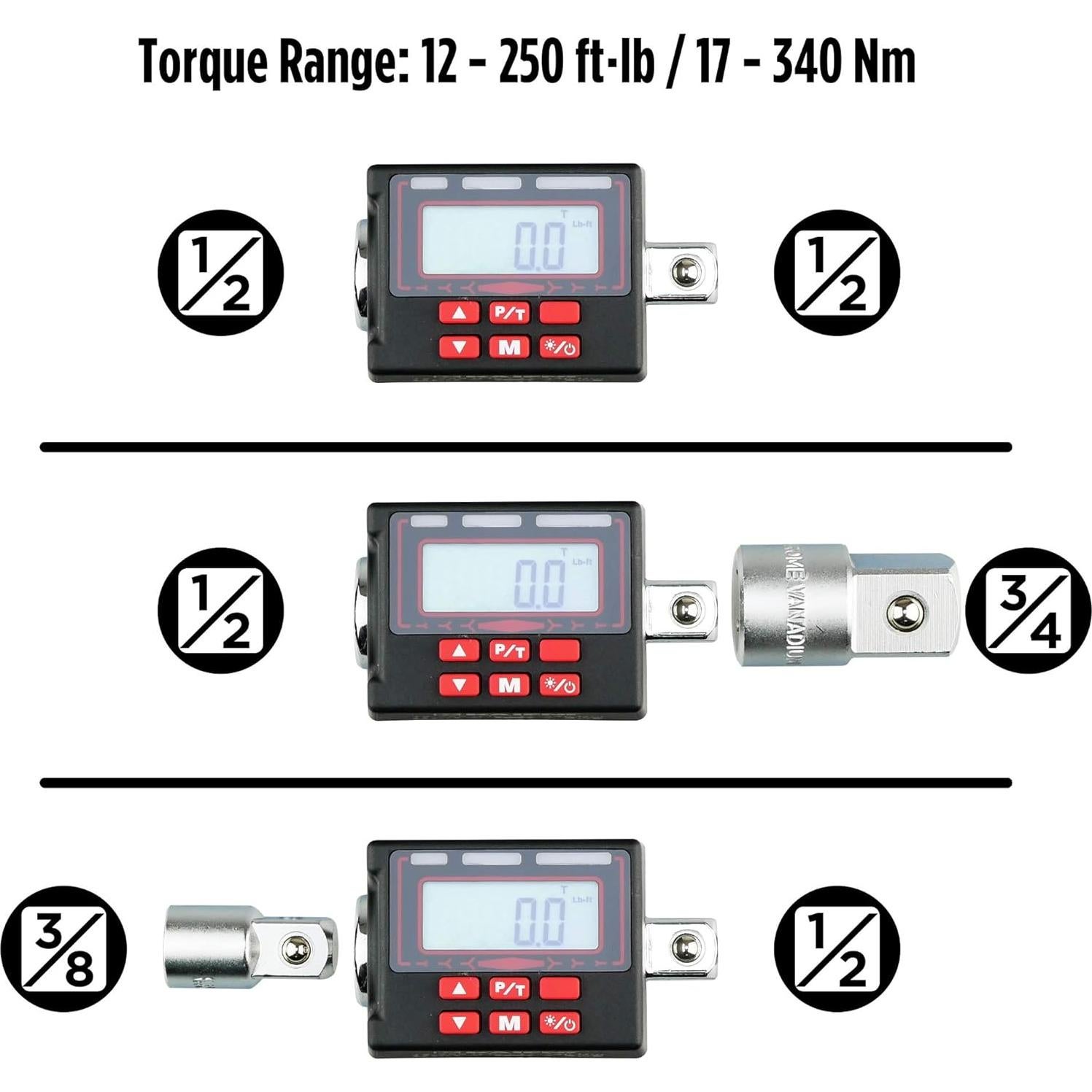 Adaptador de Par Digital KAIFNT K553 12-250 pies-libras