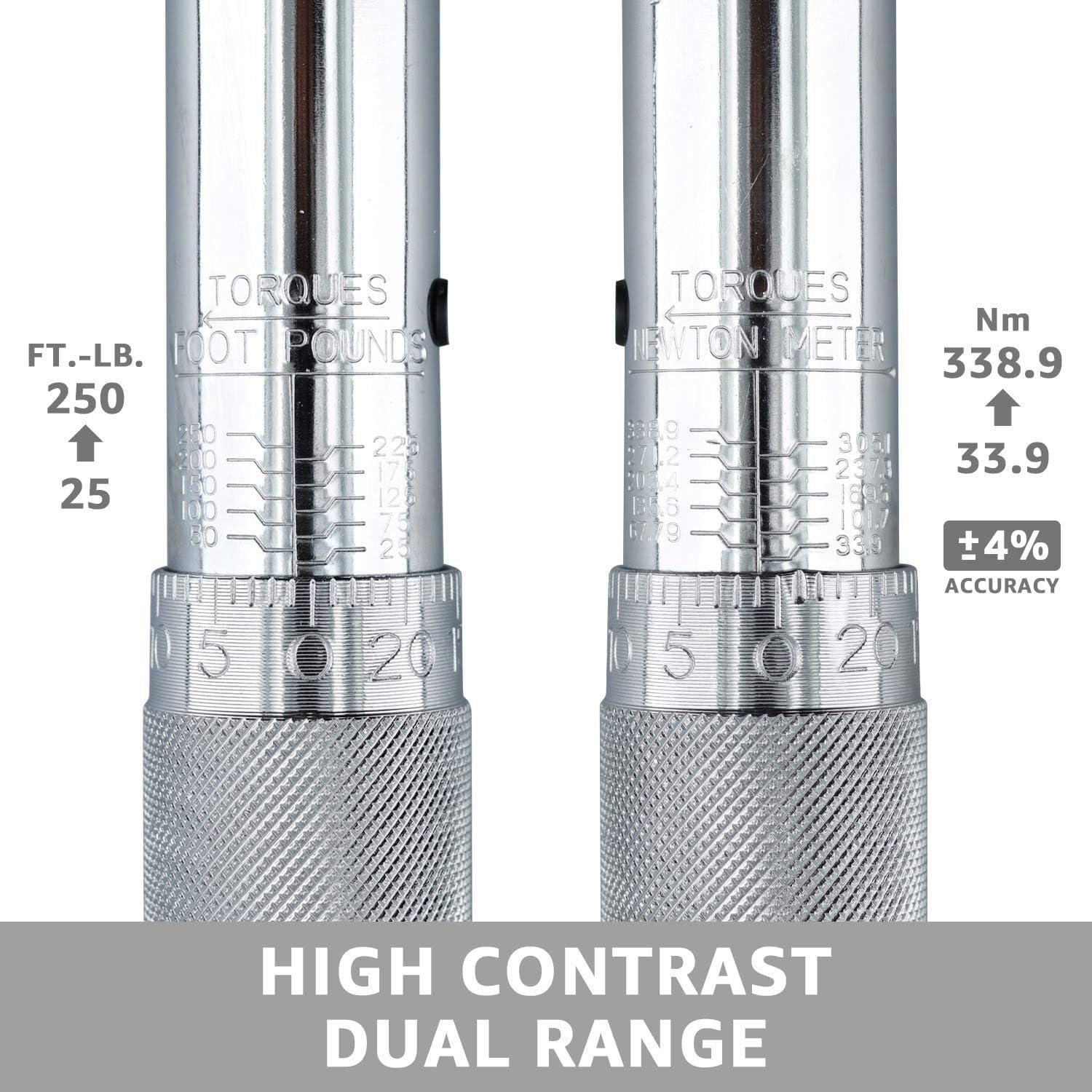 Llave de Torque de Click Amazon Basics 1/2" 33.9-338.9 Nm