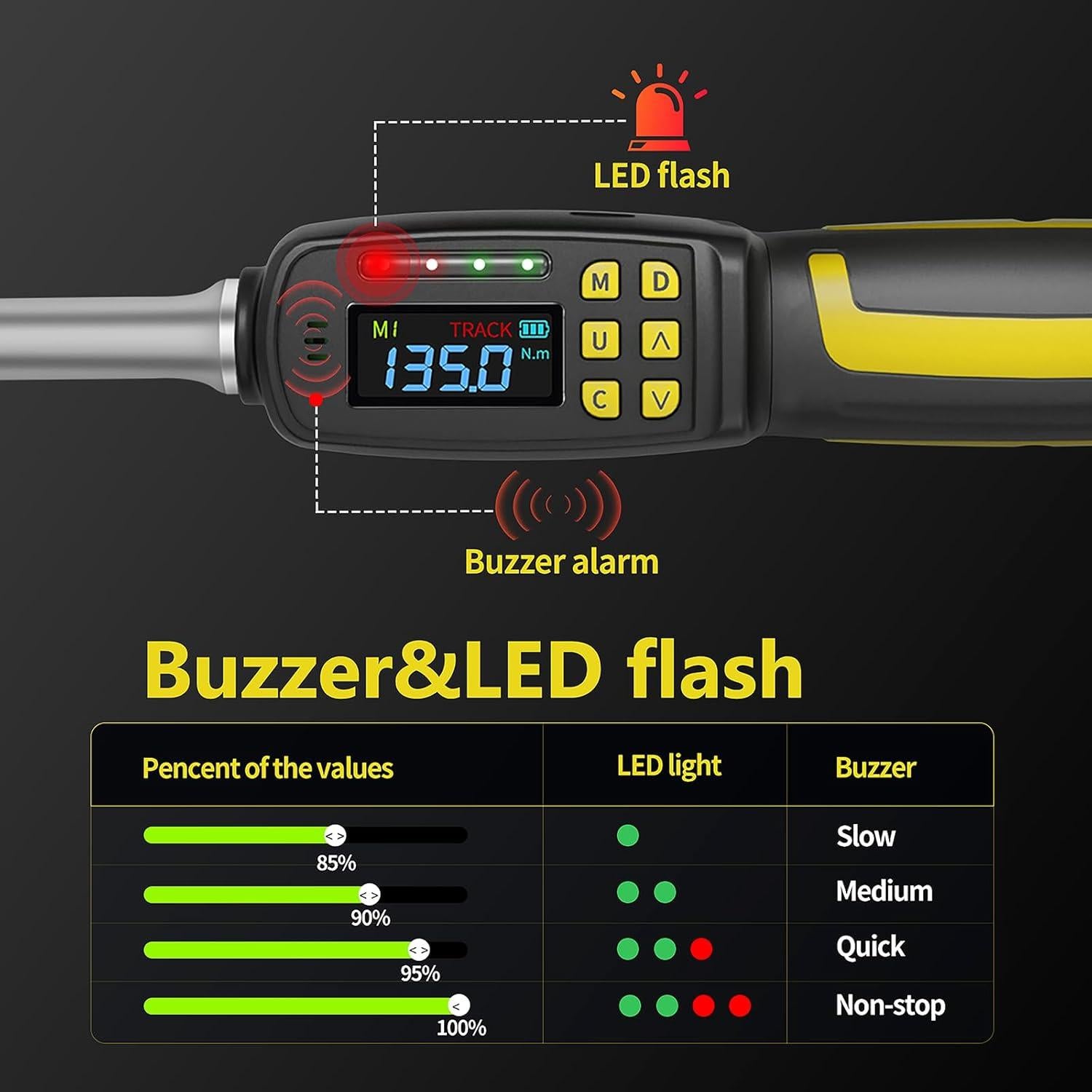 Llave de Torque Digital WAXTRON 1/2" 4-135 Nm Precisión ±2%