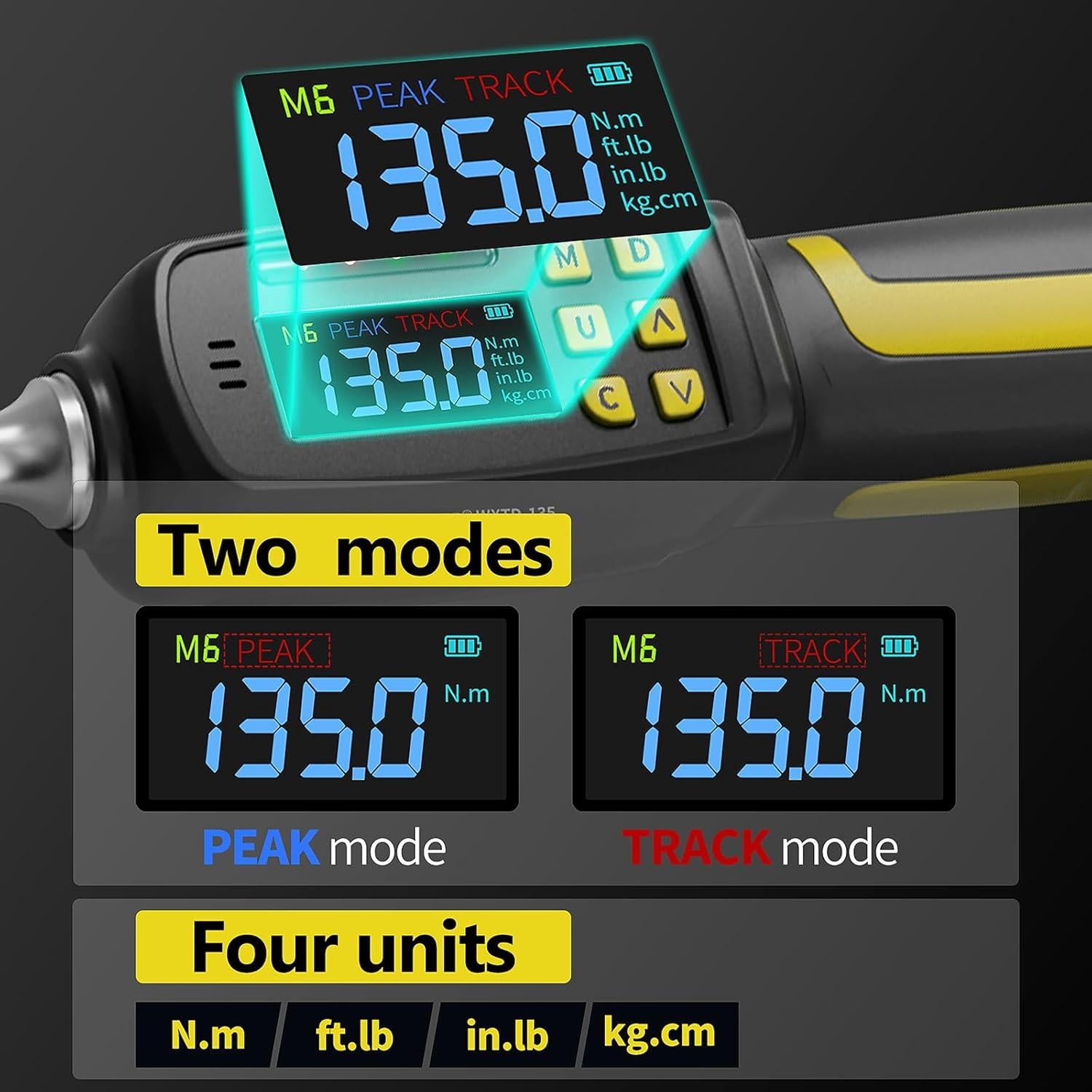 Llave de Torque Digital WAXTRON 1/2" 4-135 Nm Precisión ±2%