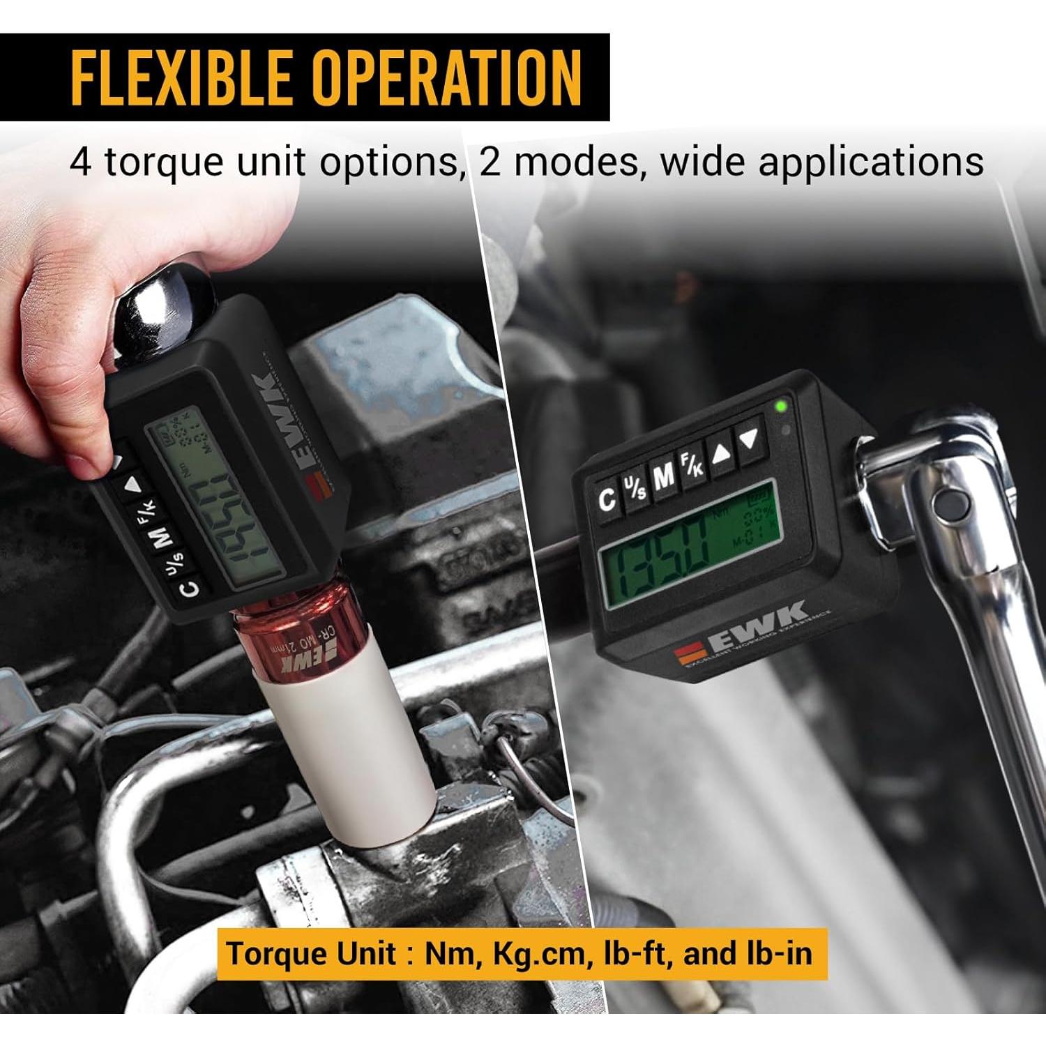 Adaptador de Par Digital EWK 1/2" 12.5-340 Nm con Pantalla LED