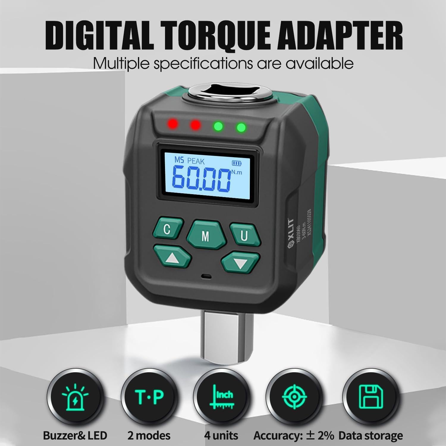Adaptador de Par Digital XLIT 1/2" 3-60 Nm con Buzzer LED
