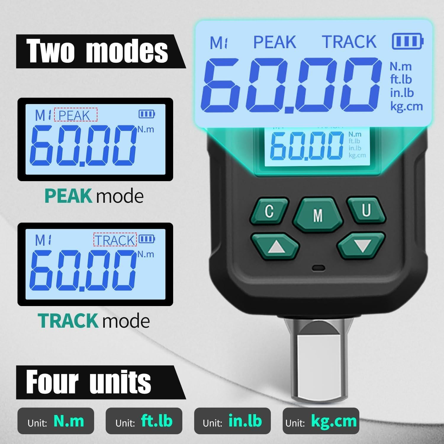 Adaptador de Par Digital XLIT 1/2" 3-60 Nm con Buzzer LED