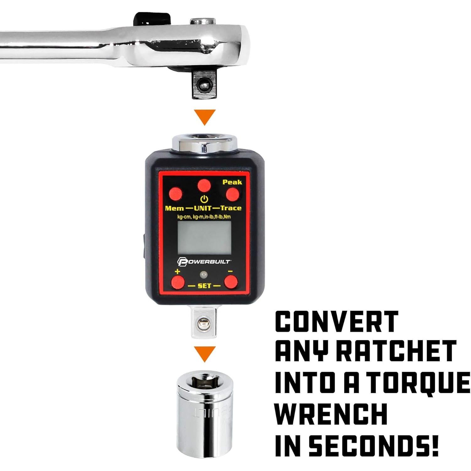 Adaptador de Par Digital Powerbuilt 1/2" 29-147 Ft-Lb 40-200 Nm