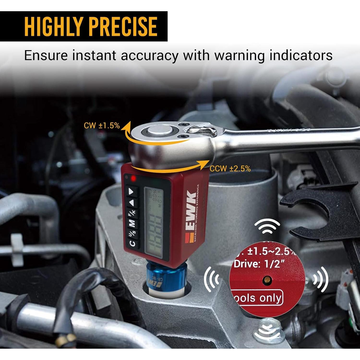 Adaptador de Par Digital EWK 1/2" 10-200 Nm con Pantalla LED