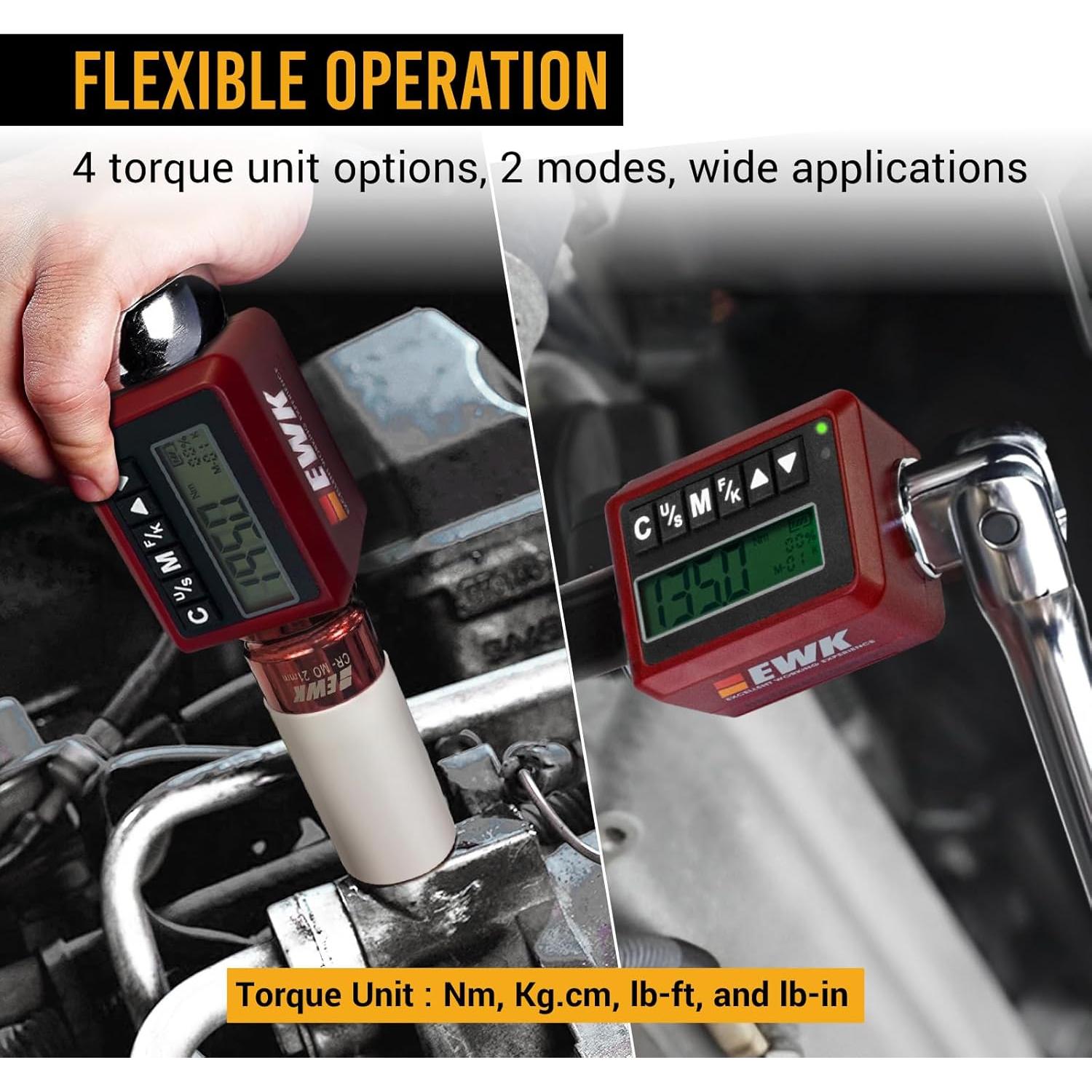 Adaptador de Par Digital EWK 1/2" 10-200 Nm con Pantalla LED