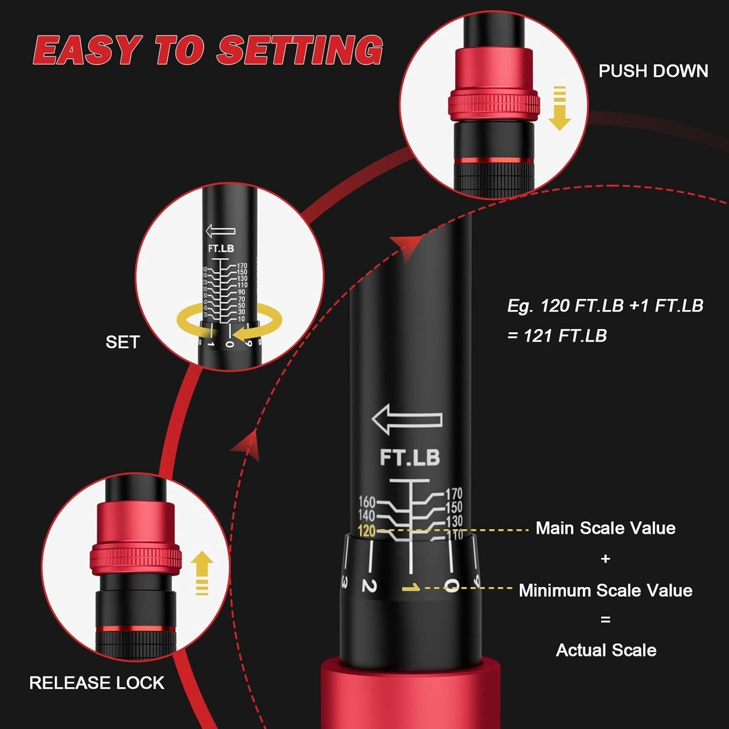 Llave de Torque 1/2" VANPO 10-170 Ft-Lb (13.6-230.5 Nm) Ajustable