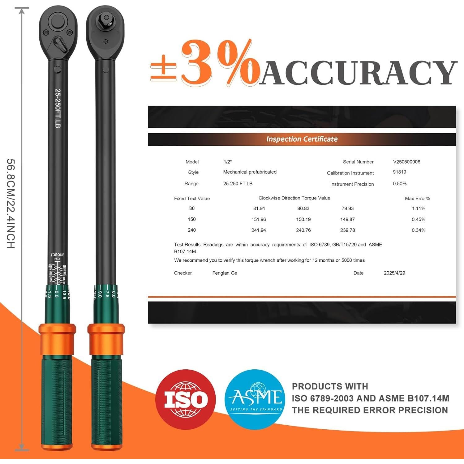 Llave de Torque NADOKHI 1/2" 25-250 lb.pie (33.9-338.9 Nm) Ajustable