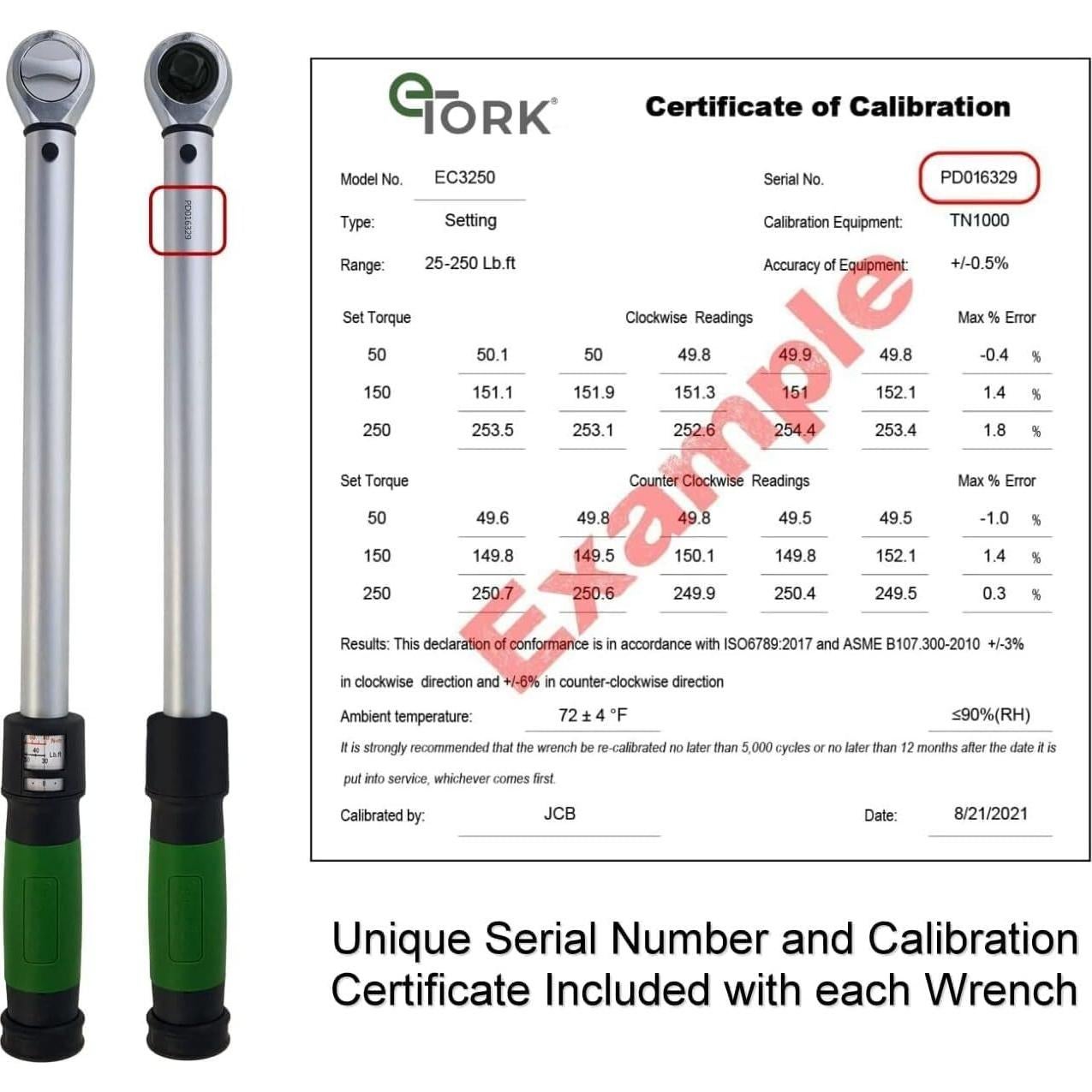 Llave de Torque eTORK 1/2" 50-250 ft-lb (67.8-338.9 Nm) Mecánica