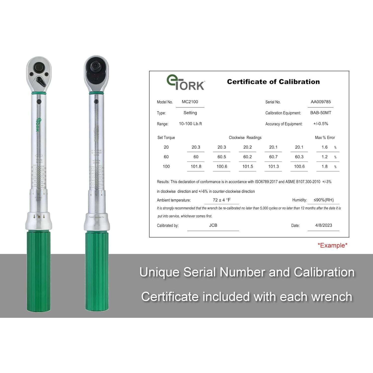 Llave de Torque Digital eTORK 3/8" 20-250 in-lb Precisión