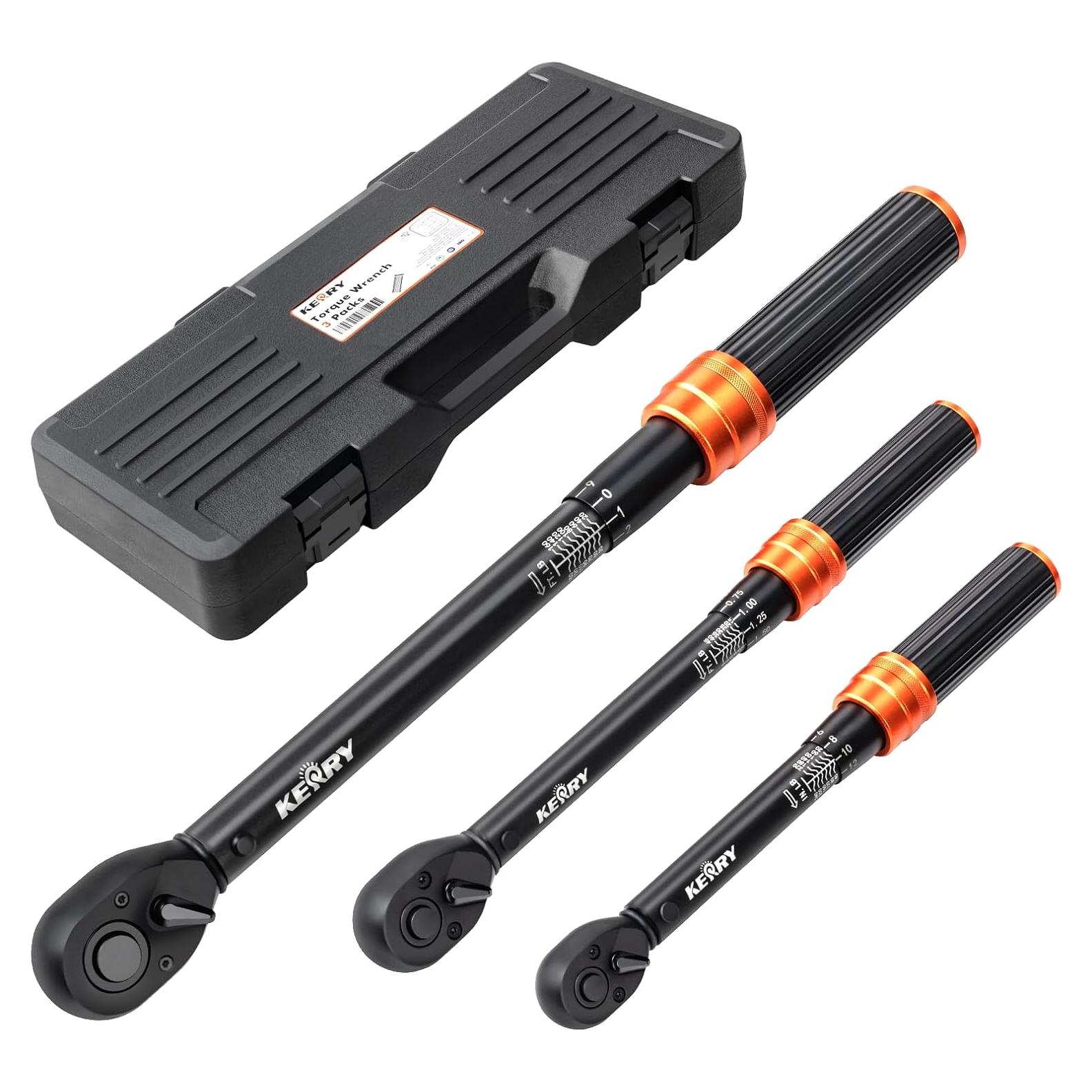 Juego de Llave de Torque Kerry 3PCS 1/4" 3/8" 1/2" 2-216.56 Nm