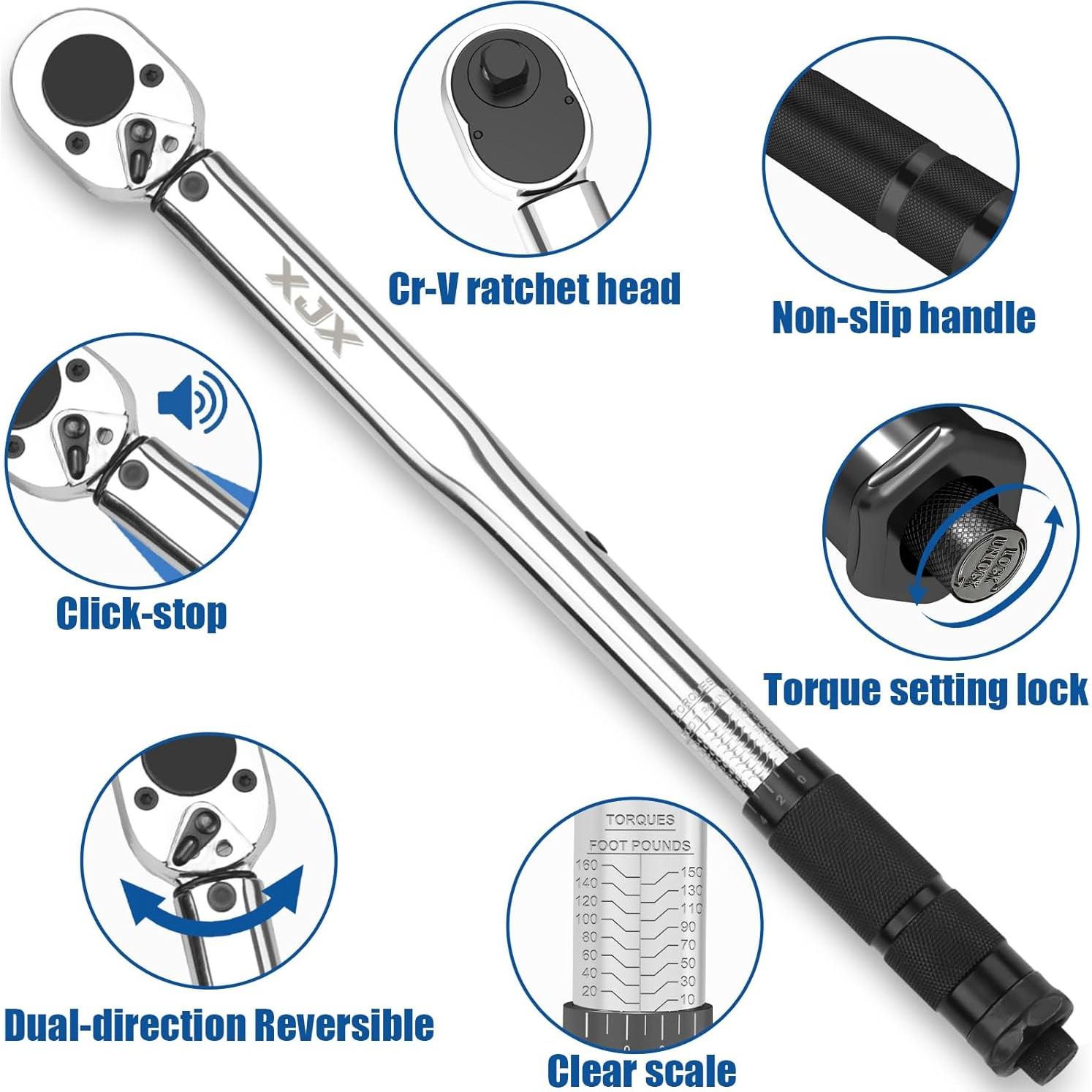 Llave de Torque XJX 1/2" 10-160 Pies-Libra (13.6-217.1Nm)