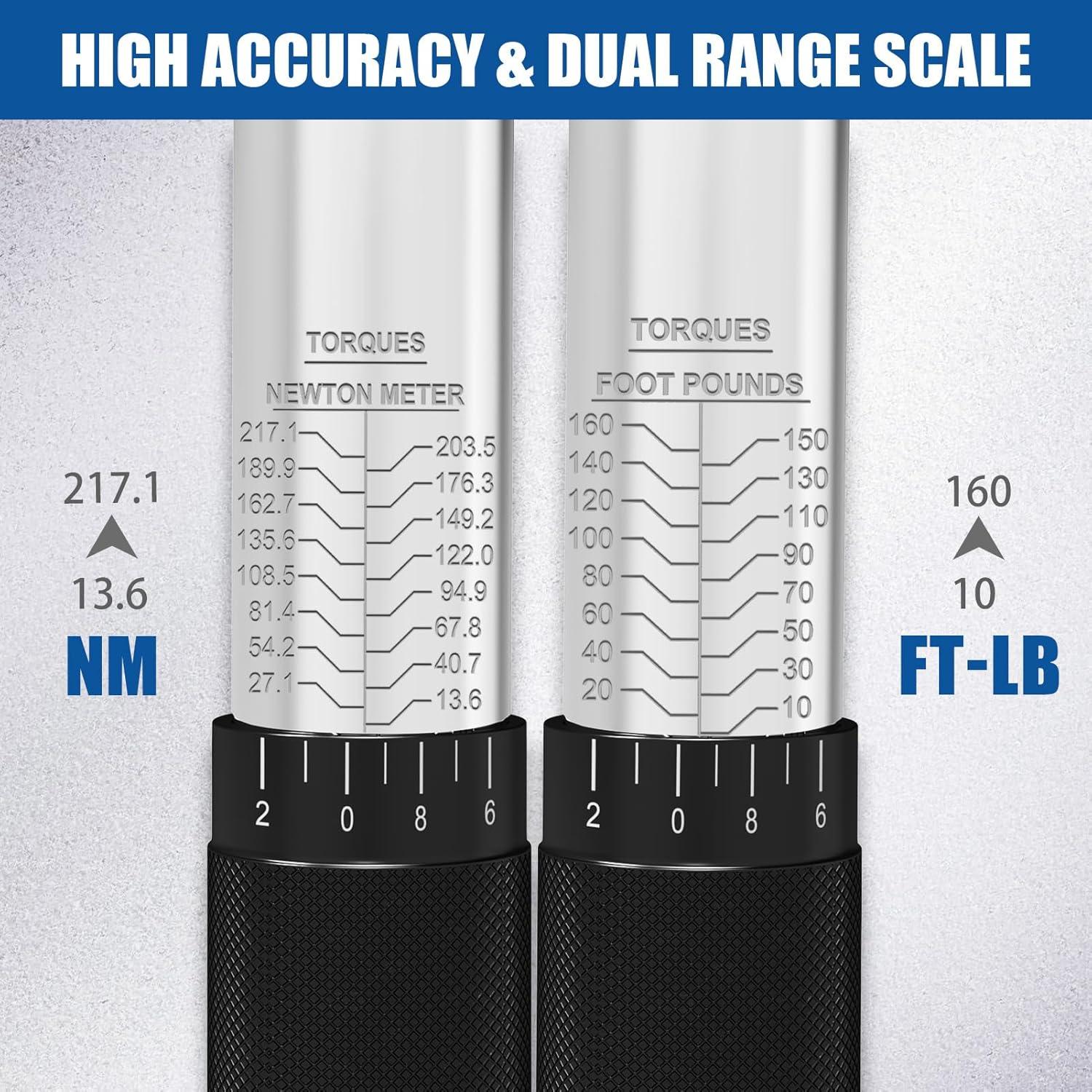 Llave de Torque XJX 1/2" 10-160 Pies-Libra (13.6-217.1Nm)