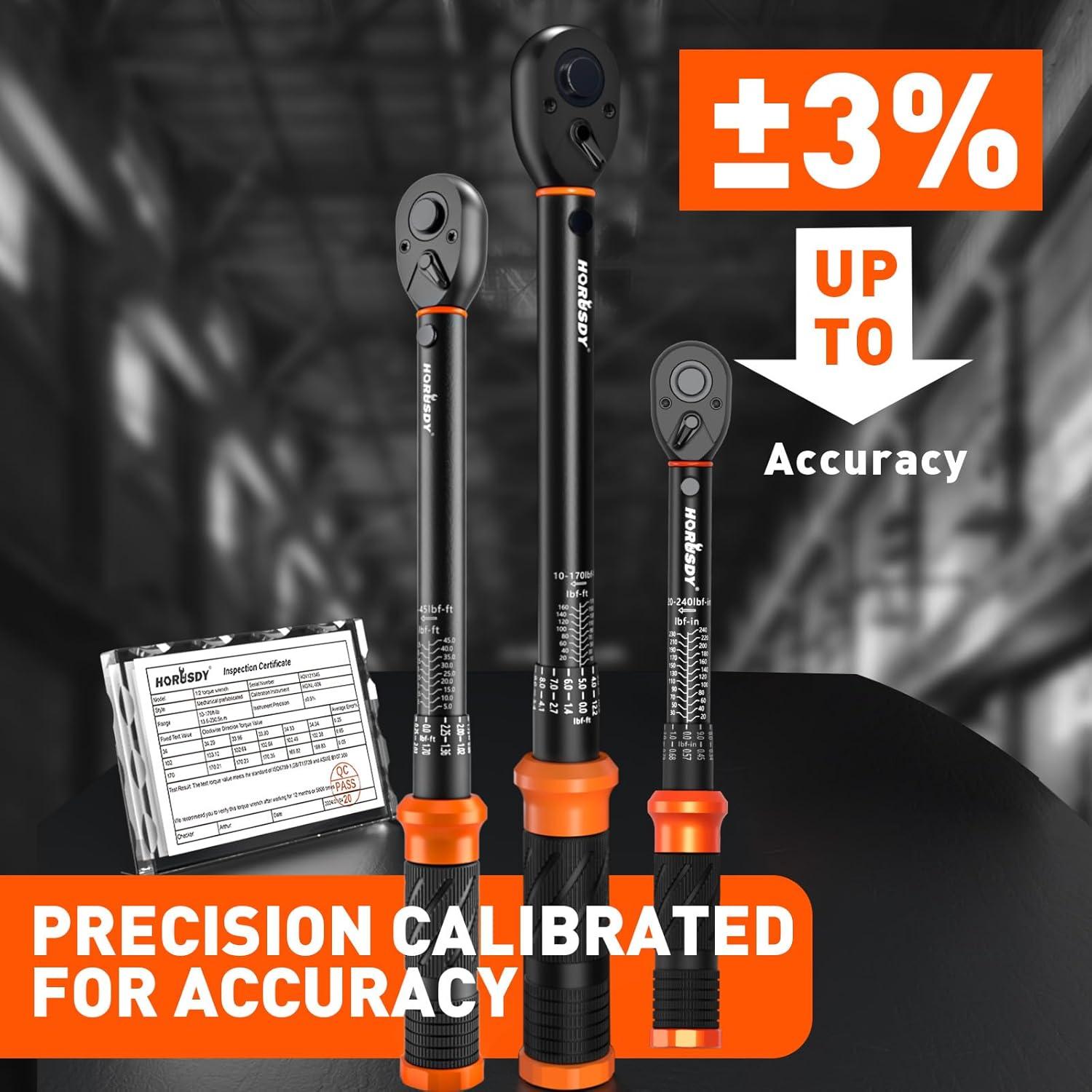 Juego de Llaves de Torque 3Pzas HORUSDY 1/4" 3/8" 1/2"