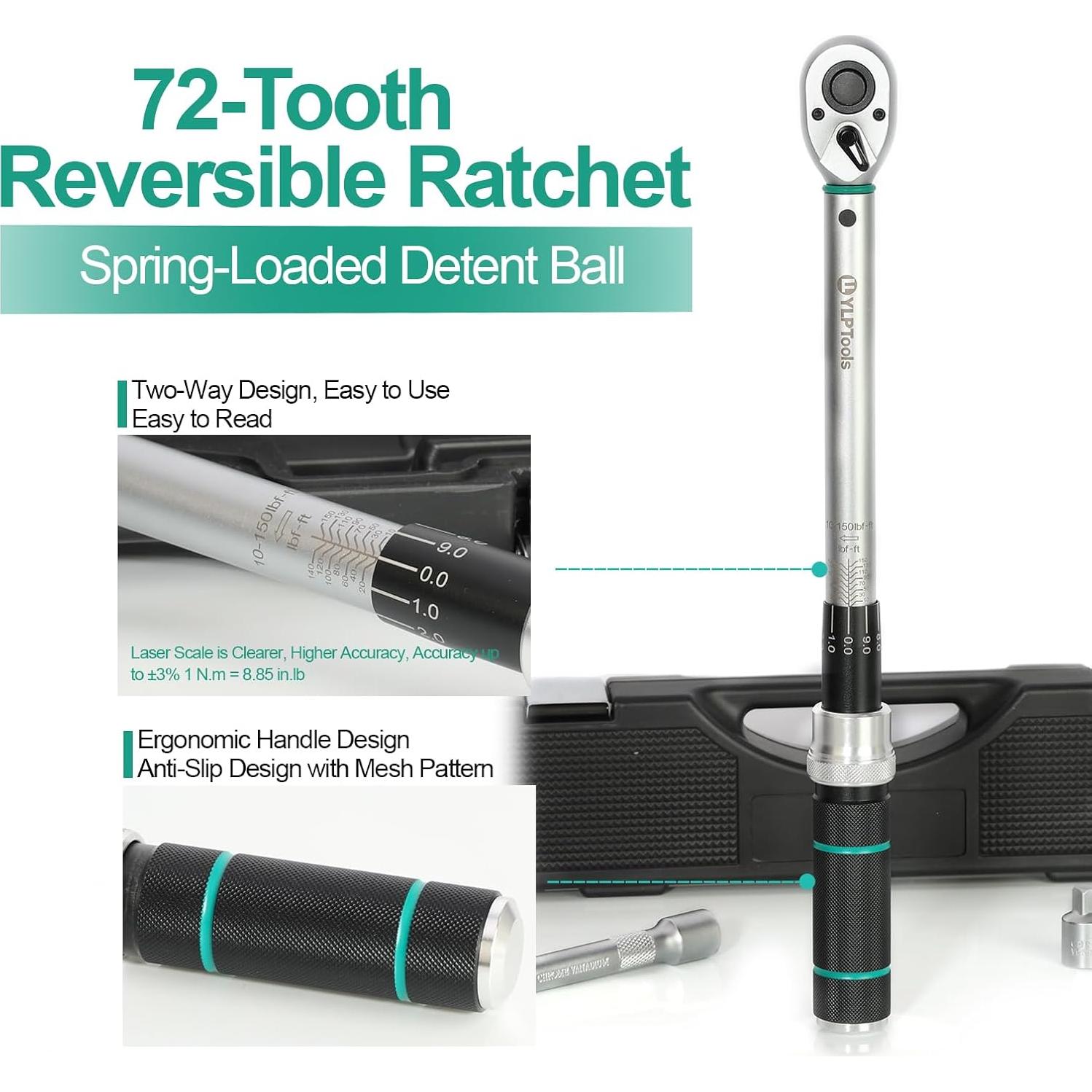 Juego de Llave de Torque 1/2" YLP Tools 10-150 ft-lb (13.6-203.5 Nm)