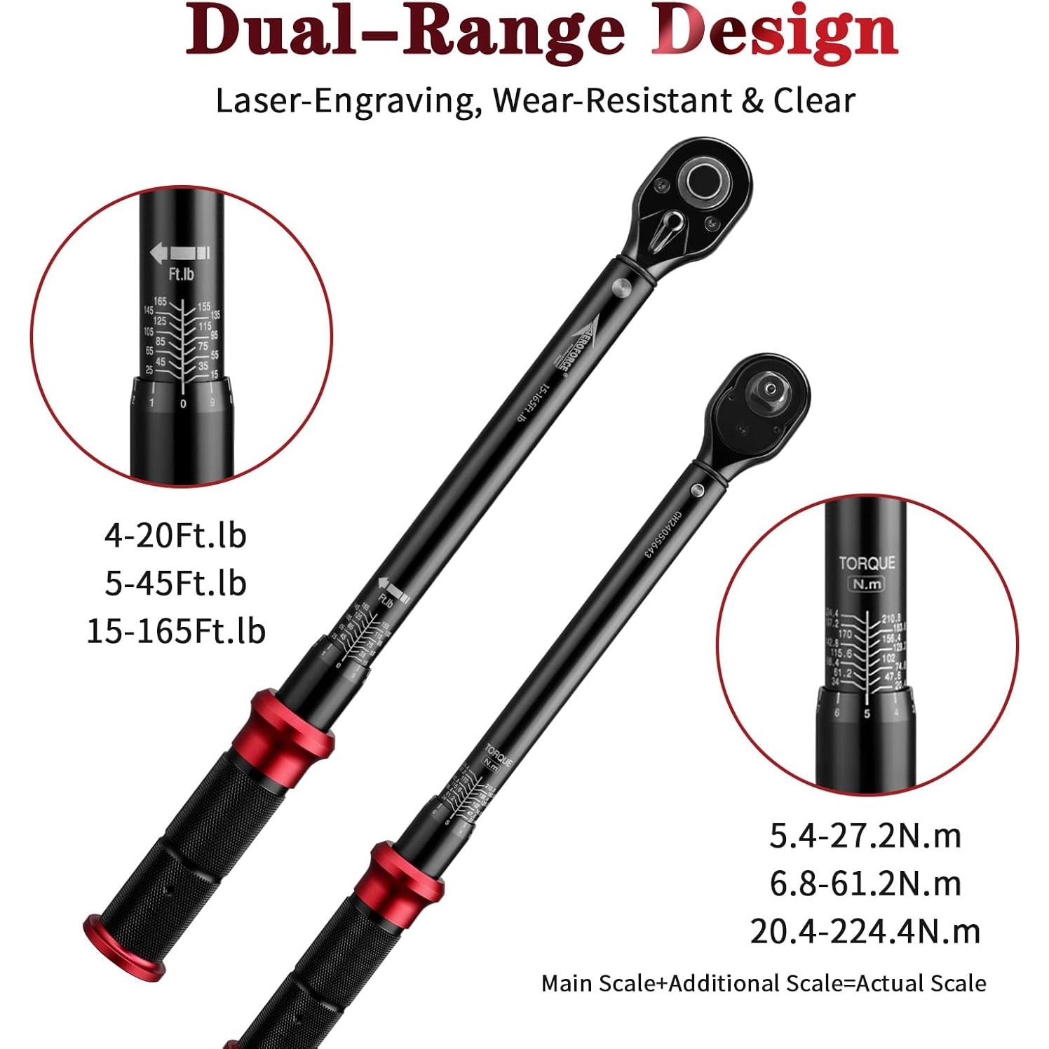 Juego de Llaves de Torque AEROFORCE 1/4, 3/8 y 1/2" 4-165Lb.ft