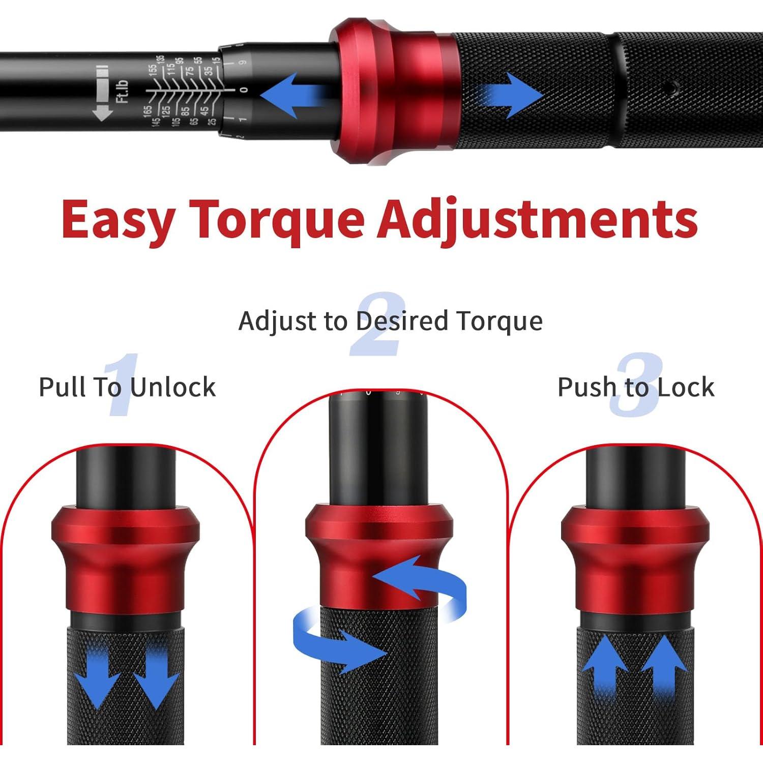 Juego de Llaves de Torque AEROFORCE 1/4, 3/8 y 1/2" 4-165Lb.ft