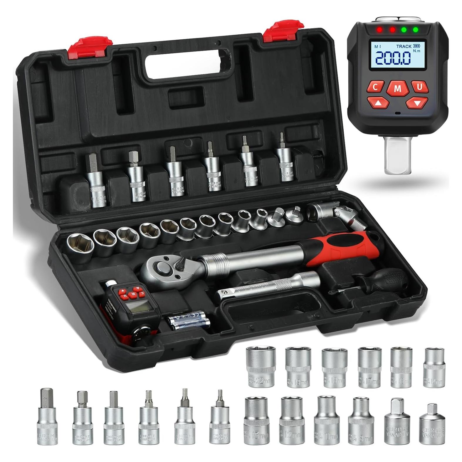 Juego de Adaptadores de Par Digital Yousnerc 1/2" 10-200 Nm