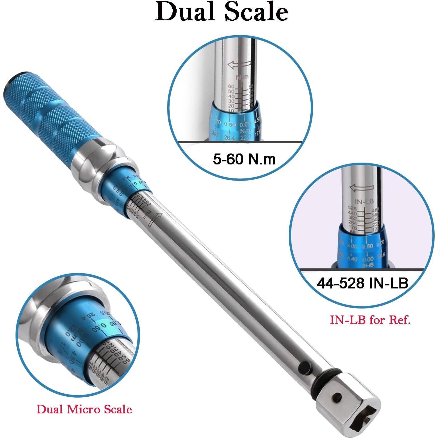 Llave de Torque Ajustable COTOUXKER 5-60 Nm Cabeza Abierta 30mm