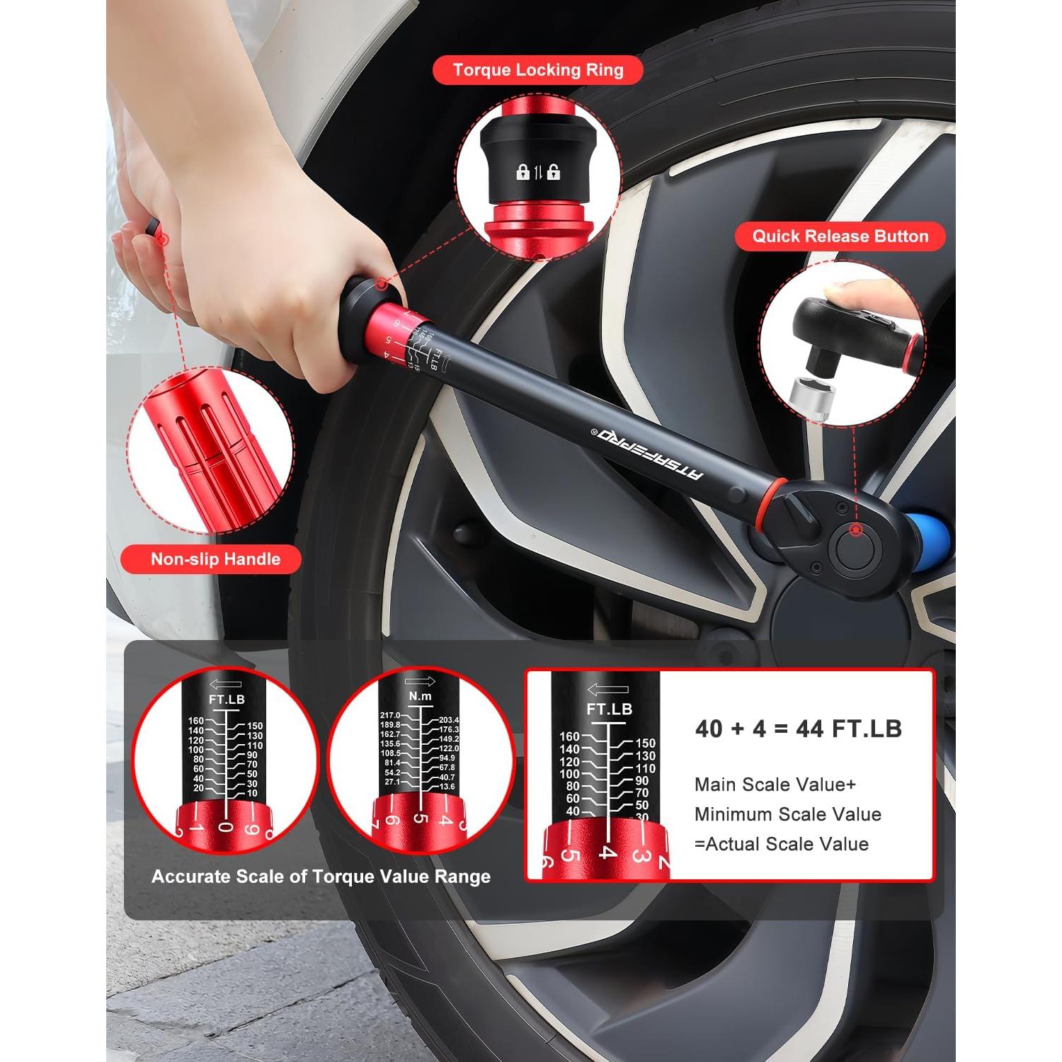 Llave de Torque 1/2" ATsafepro 10-160 Ft-Lb (13.60-217 Nm) Precisa