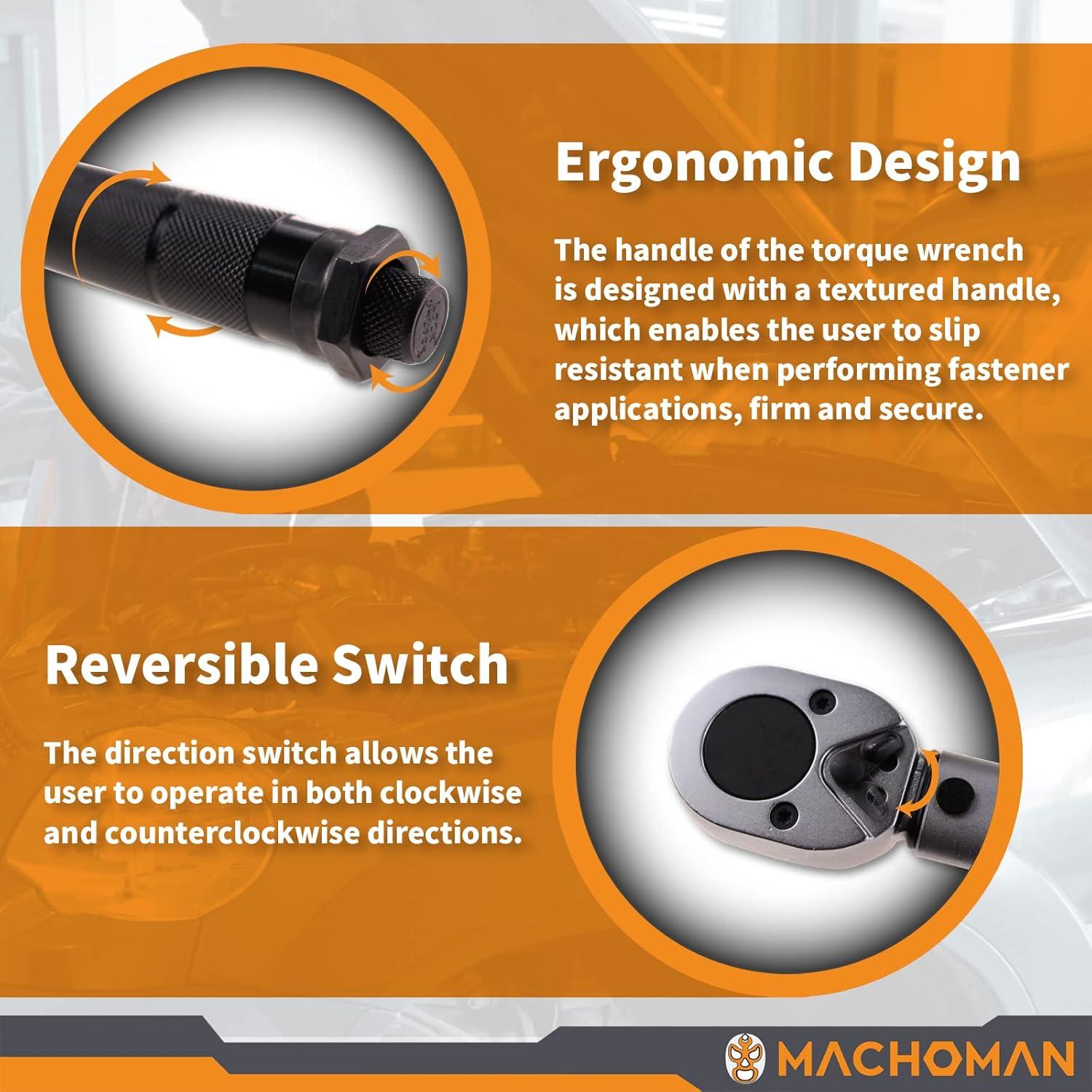 Juego de Llave de Torque Mecánica MACHOMAN TQW403 13.6-203.4 Nm