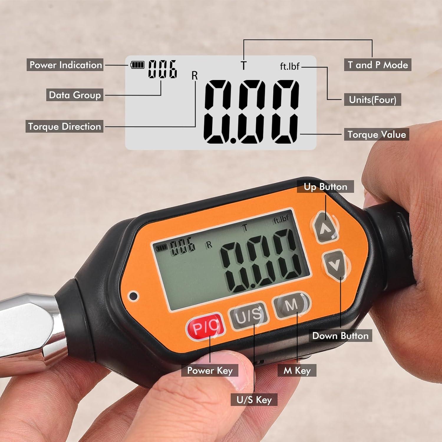 Llave de Torque Digital Wanlvkang 1-30 Nm Cabeza Abierta 25 mm
