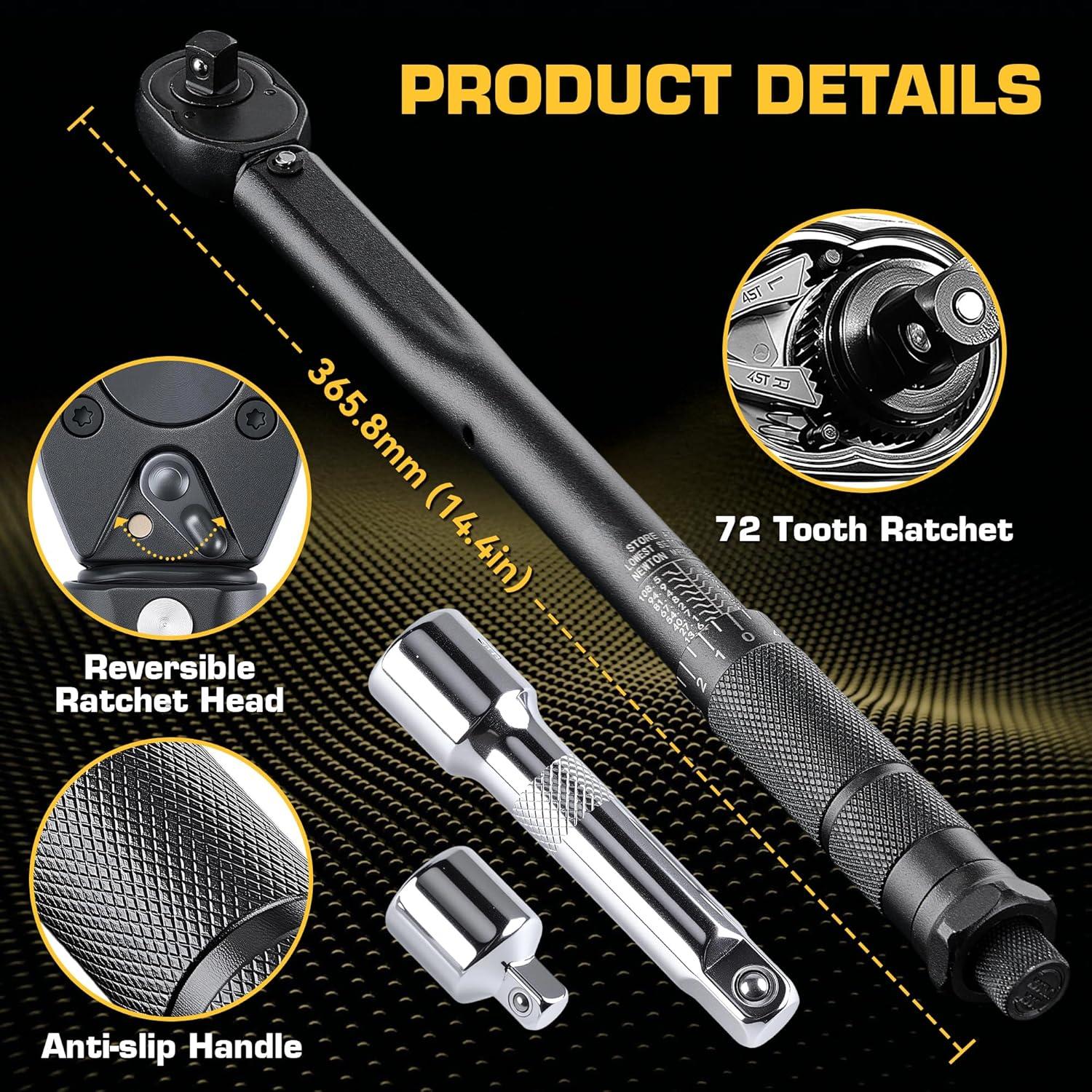 Llave de Torque KOOPOOL 1/2" 25-250 lb-pie (33.9-338.9 Nm)