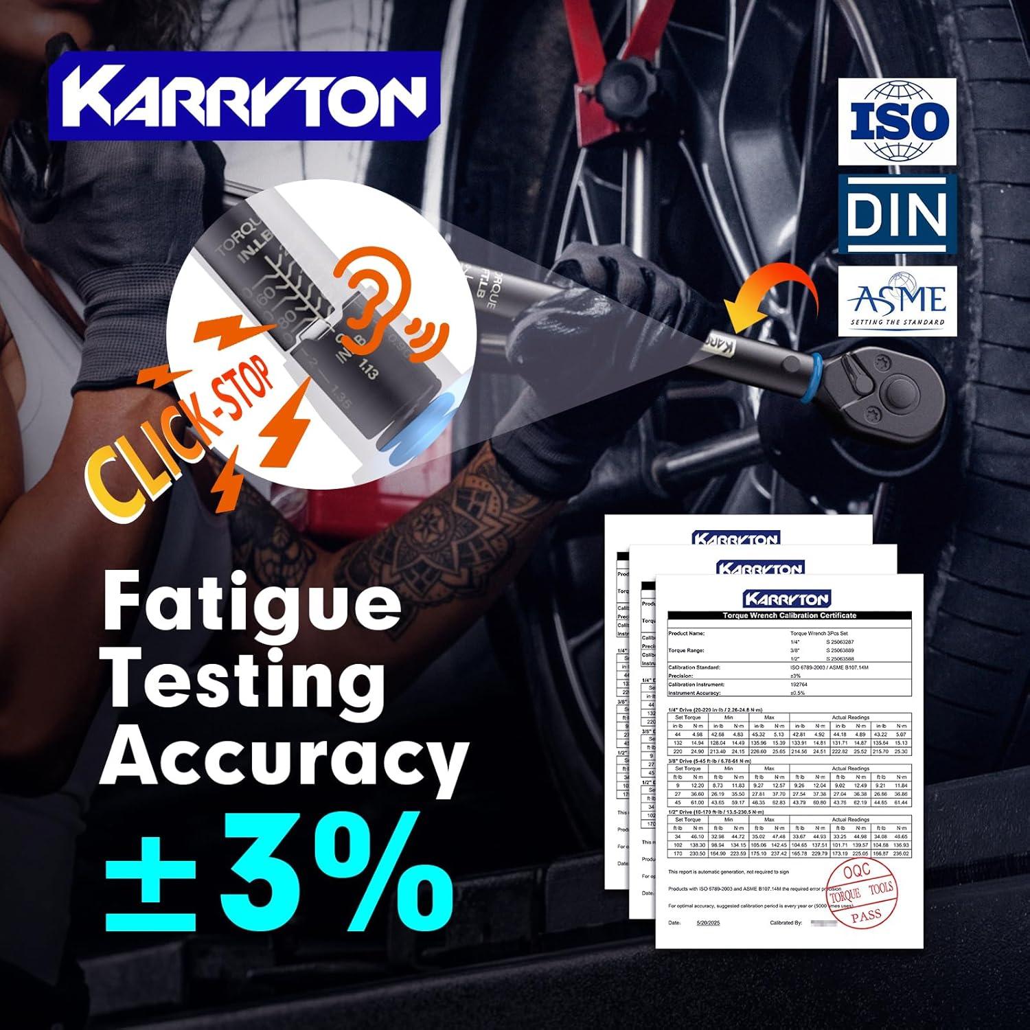 Juego de Llaves de Torque KARRYTON 35 Piezas 1/4 3/8 1/2"