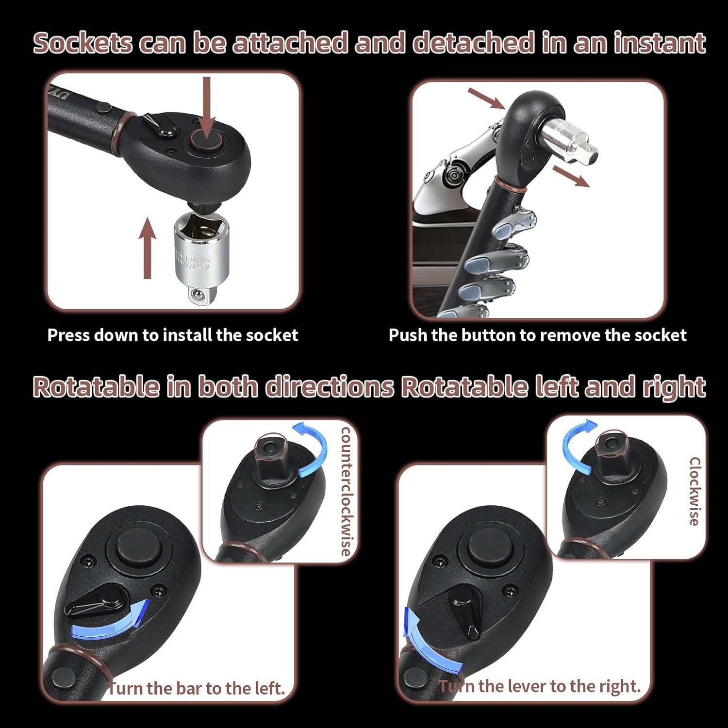 Juego de Llave de Torque UYECOVE 14Pcs 1/2 Pulgada 10-170 ft.lb