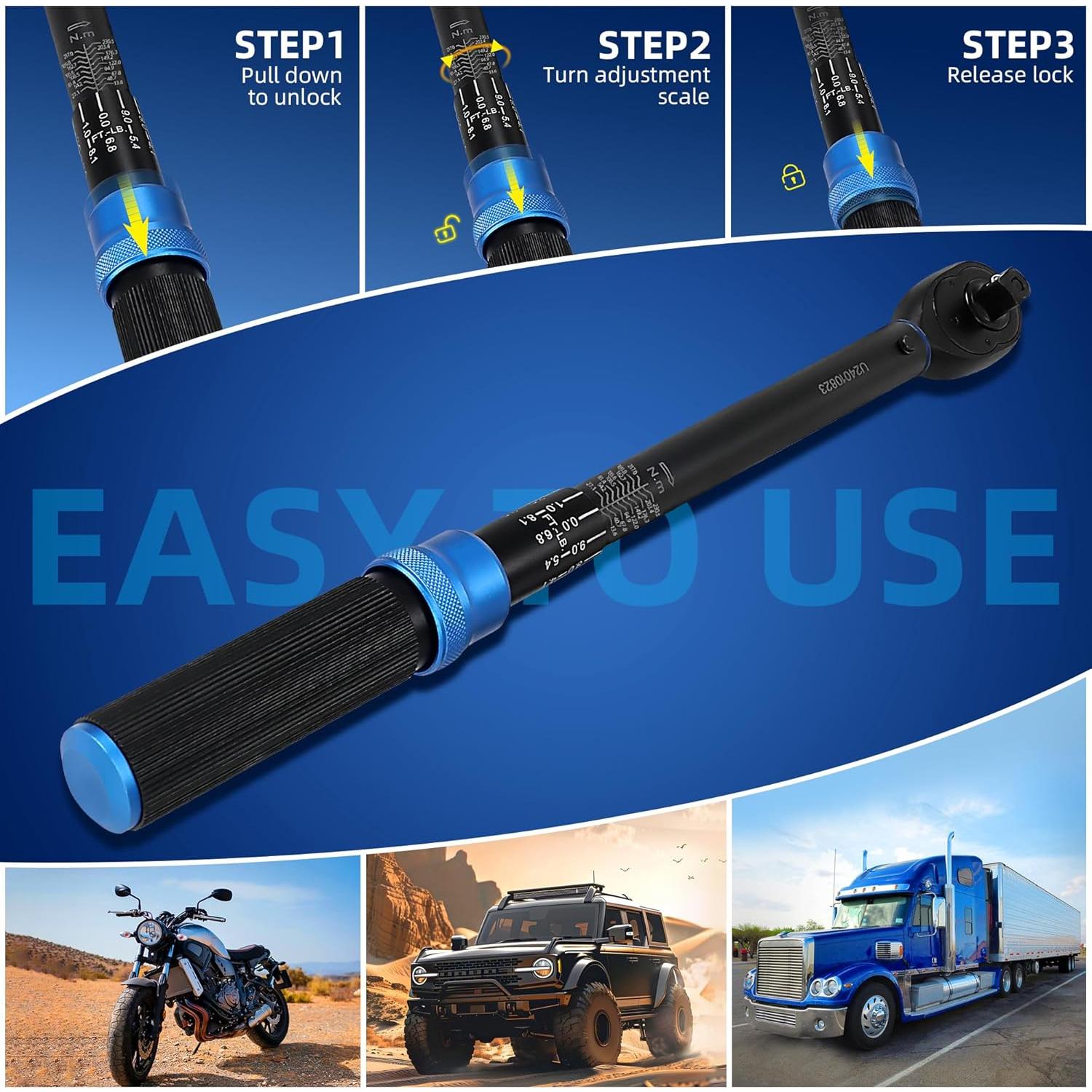 Llave de Torque UYECOVE 1/2" Doble Dirección 10-170FT.LB