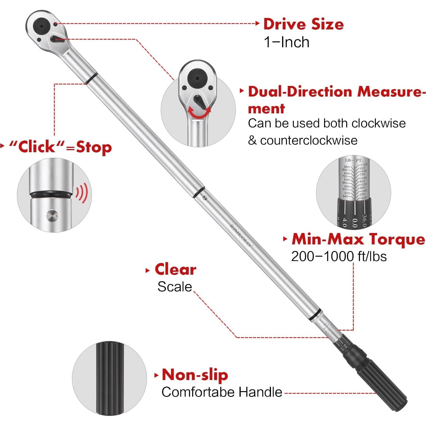 Llave de Torque RIMKOLO 1" Ajustable 200-1000ft.lb (271-1356.7Nm)