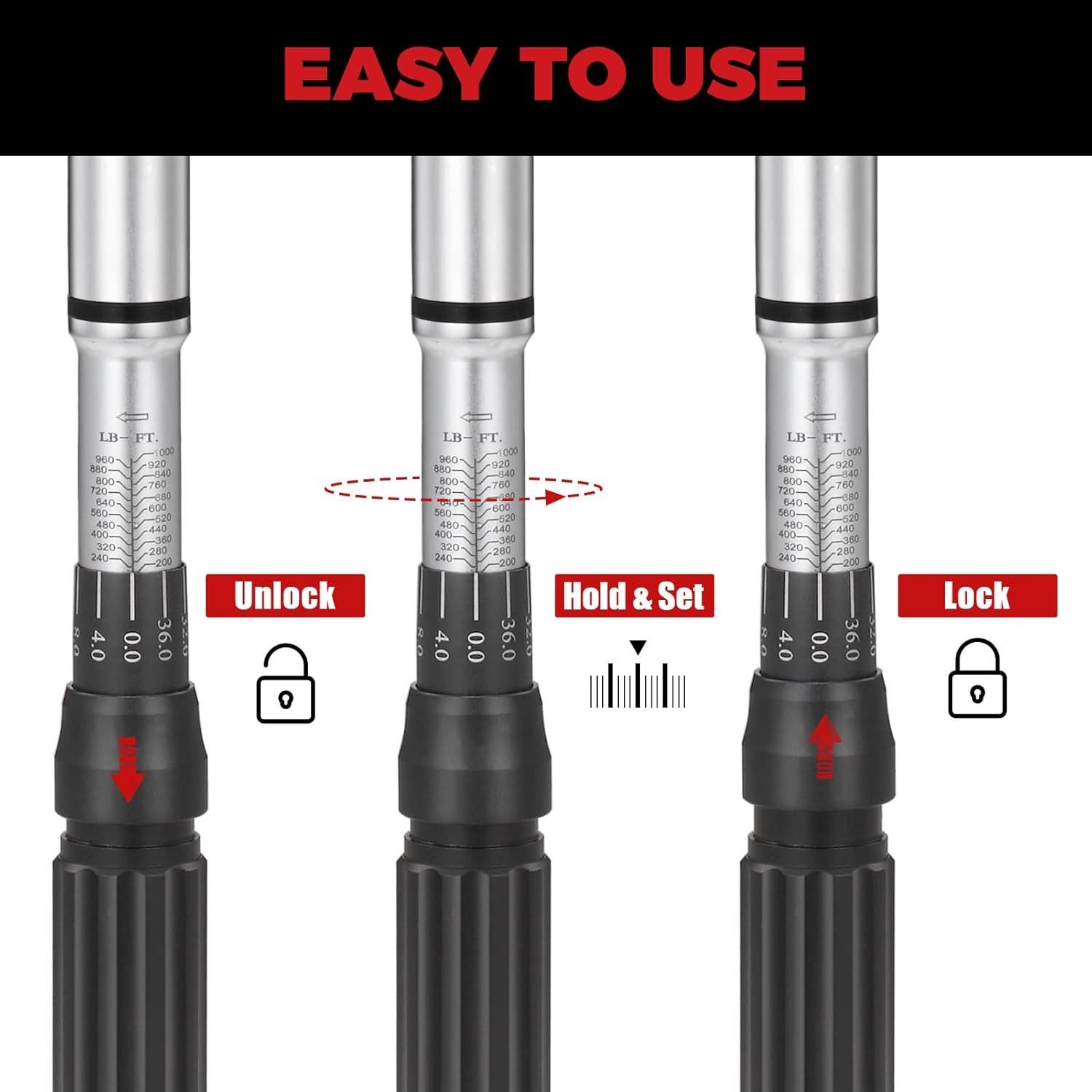 Llave de Torque RIMKOLO 1" Ajustable 200-1000ft.lb (271-1356.7Nm)