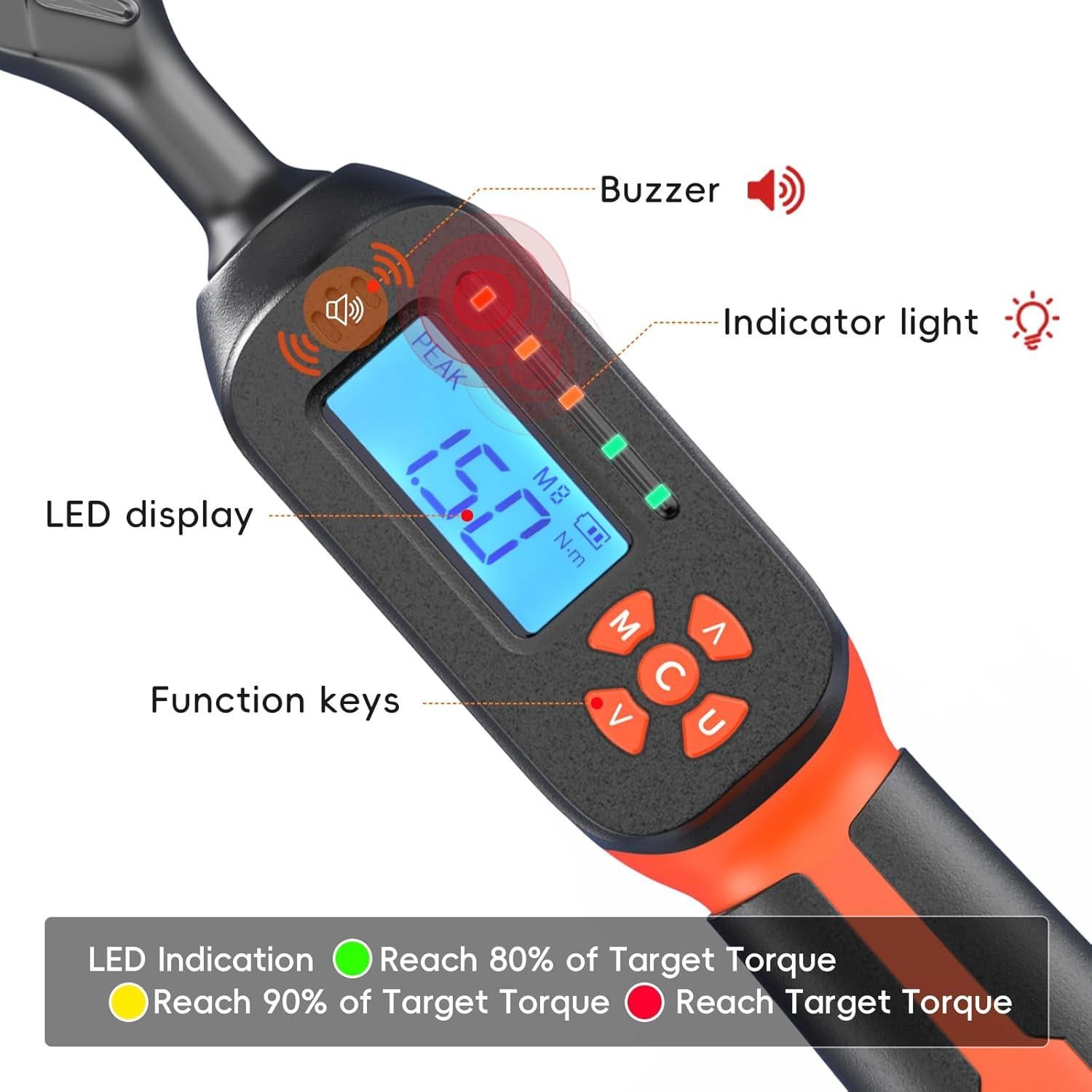 Llave de Torque Digital MOVECRAB 1/4" 1.5-30 N.m Naranja