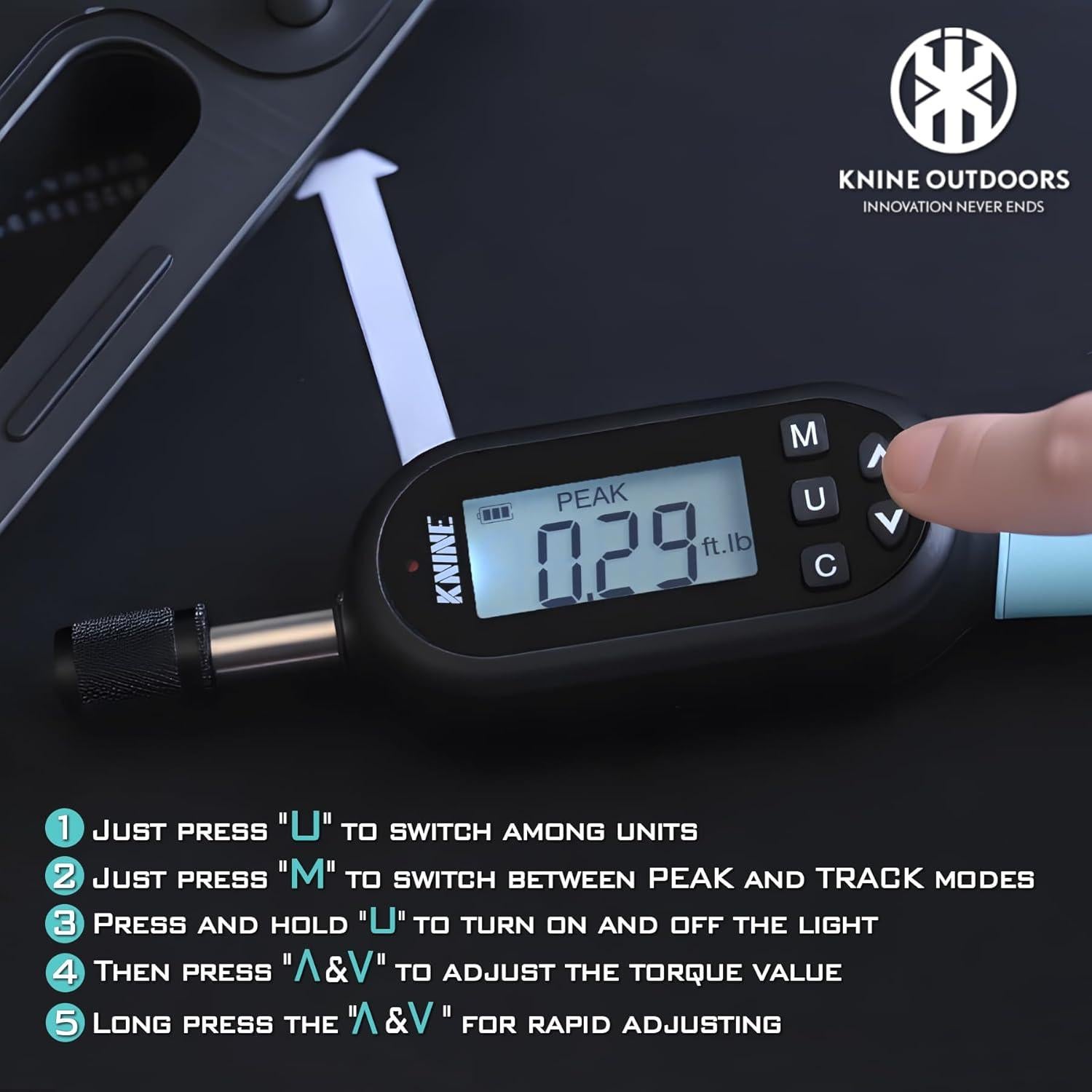 Destornillador de Par Digital 1/4" KNINE OUTDOORS 10-100 in-lb