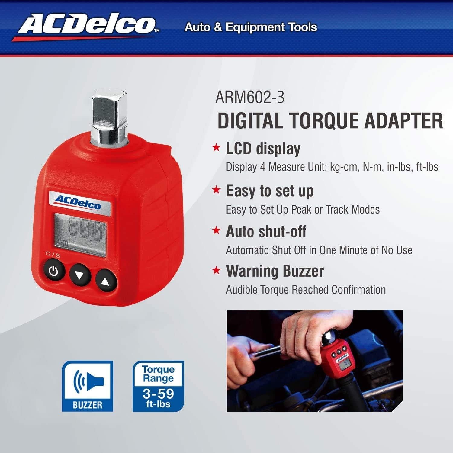 ACDelco Kit de Adaptador de Par Digital 3/8" y 1/2" ISO 6789