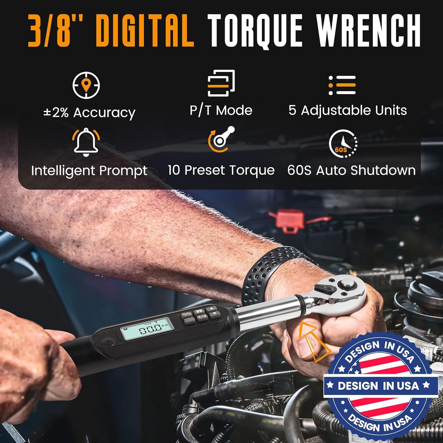 Llave de Torque Digital MULWARK 3/8" 3-60 Nm con Estuche