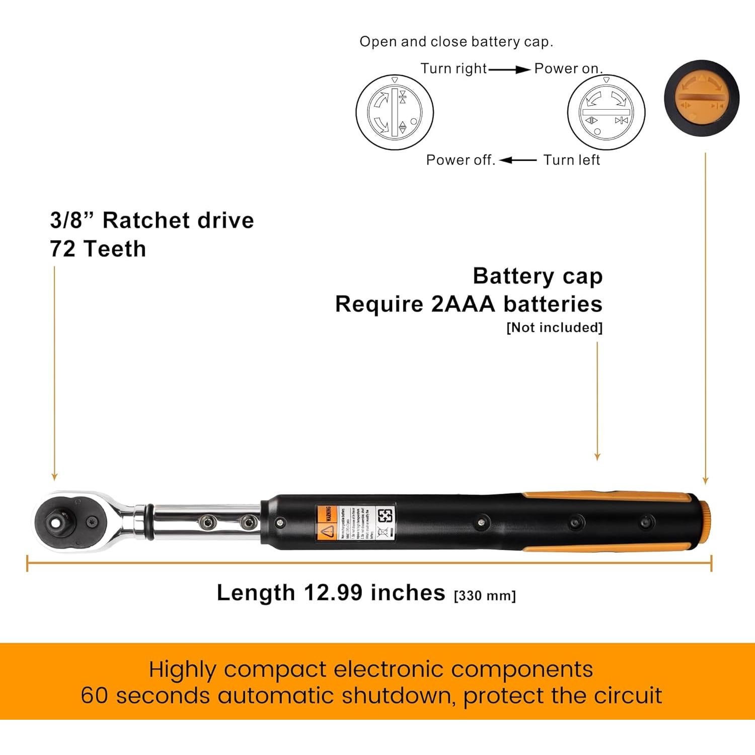 Llave de Torque Digital MULWARK 3/8" 3-60 Nm con Estuche