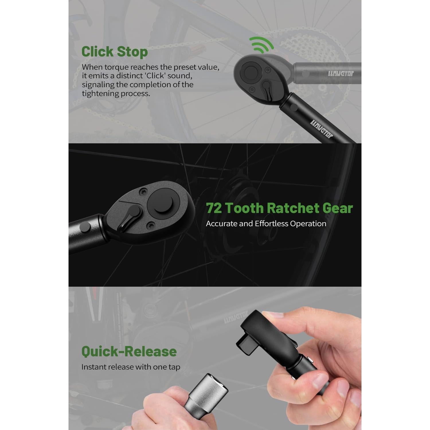 Juego de Llave de Torque de Click 1/2" LLAVETOR 20-220 Nm 8 Piezas