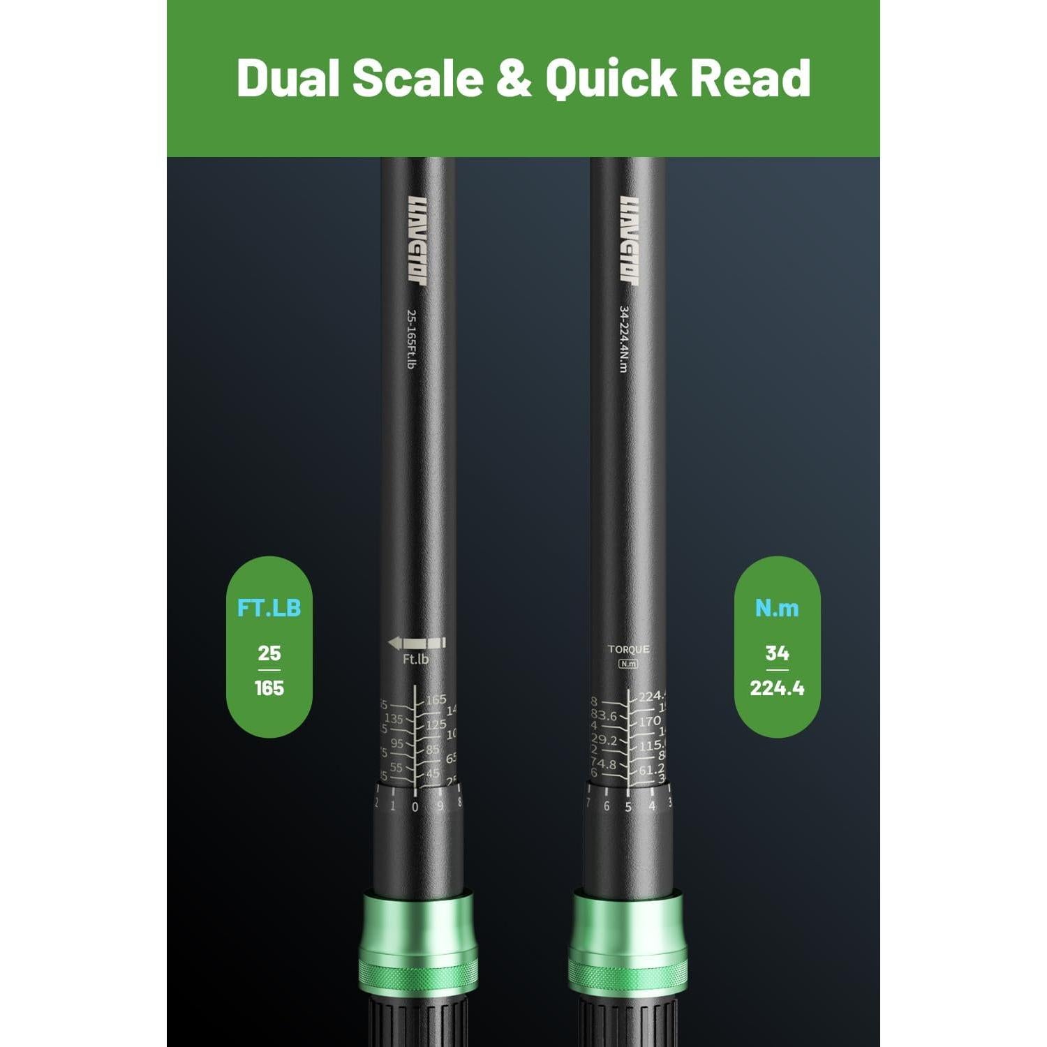 Juego de Llave de Torque de Click 1/2" LLAVETOR 20-220 Nm 8 Piezas