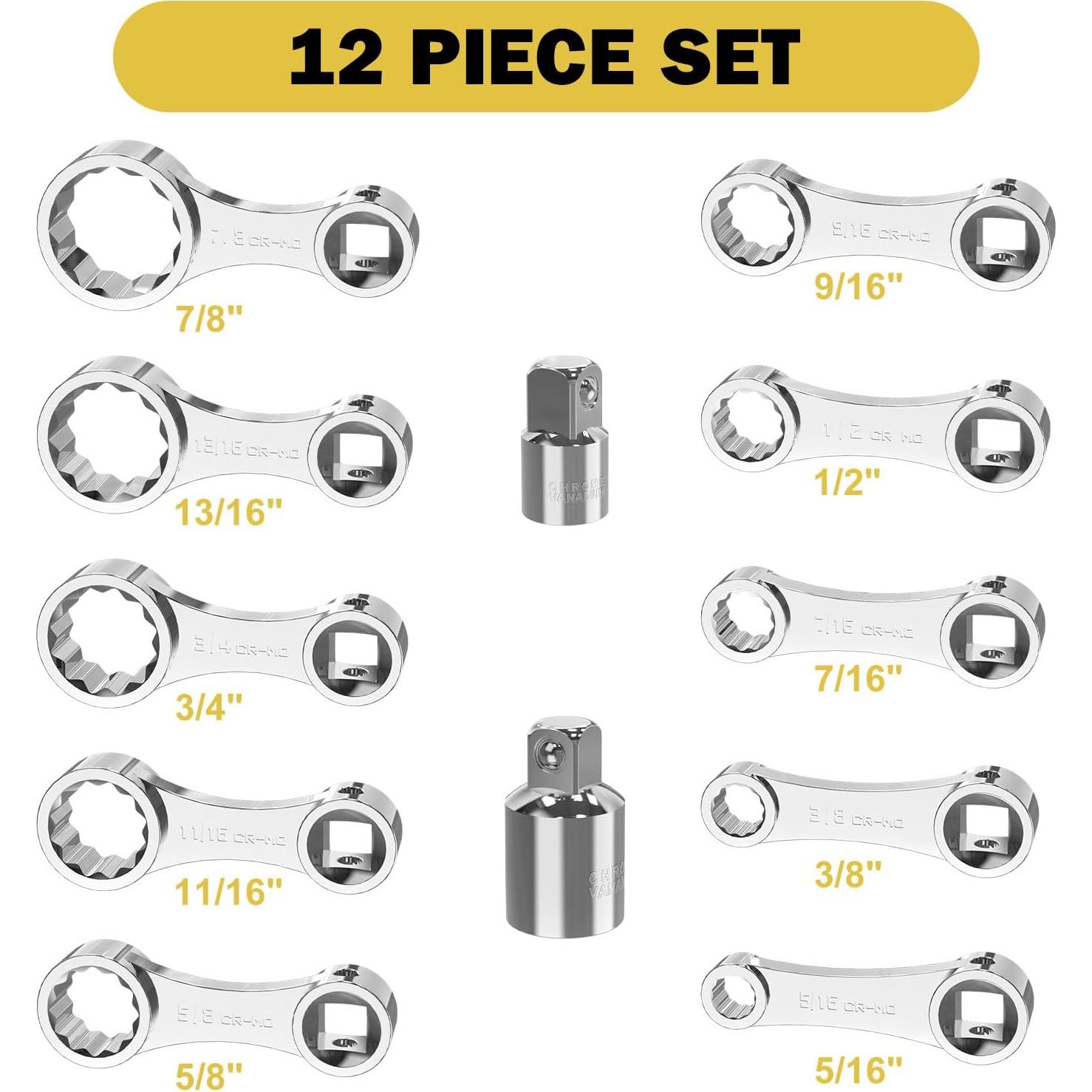 Juego de Adaptadores de Torque ANPUDS 12 Piezas SAE 3/8"