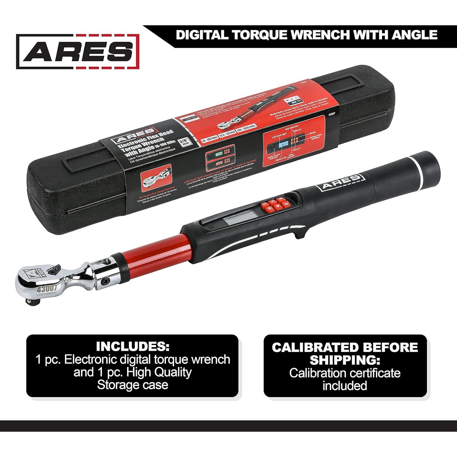 Llave de Torque Digital ARES 43007 10-100 Nm Flex Head
