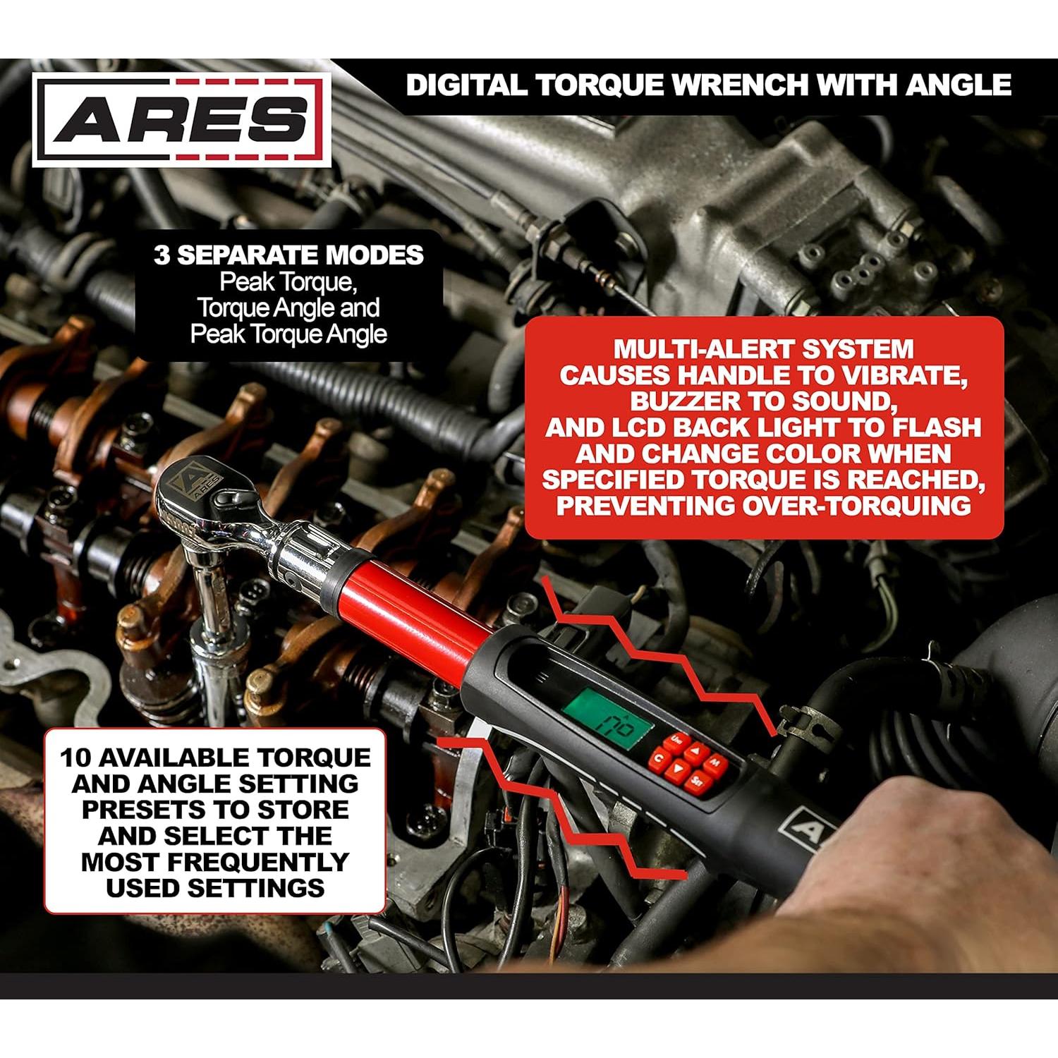 Llave de Torque Digital ARES 43007 10-100 Nm Flex Head