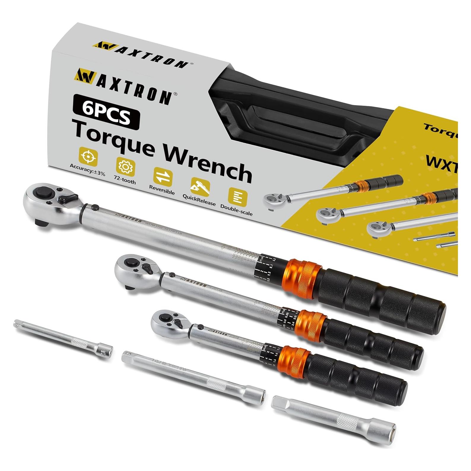 Juego de Llaves de Torque WAXTRON 3 Piezas 1/4 3/8 1/2" 230 Nm