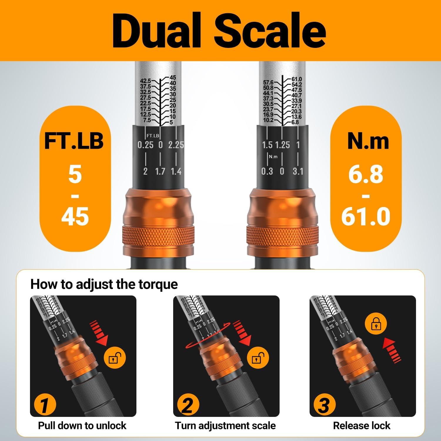 Juego de Llaves de Torque WAXTRON 3 Piezas 1/4 3/8 1/2" 230 Nm