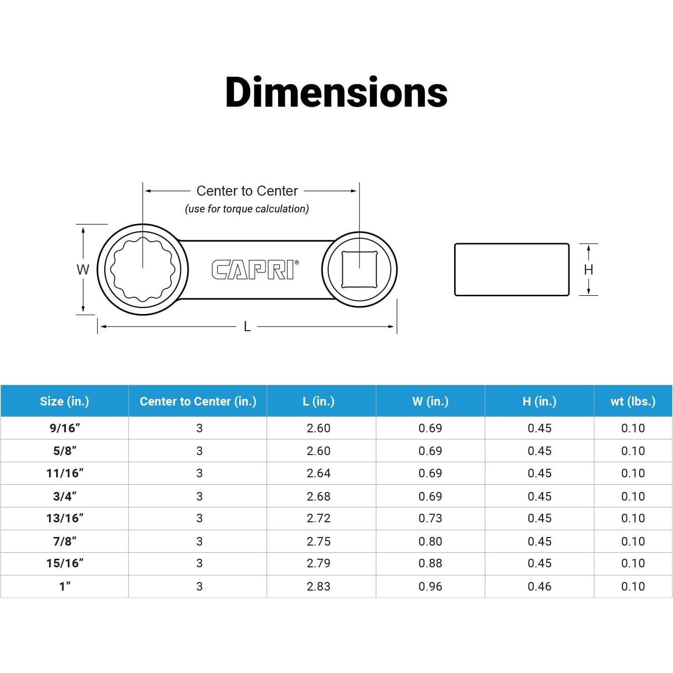Adaptador de Torque 1/2" Capri Tools 3/4" 12 Puntos