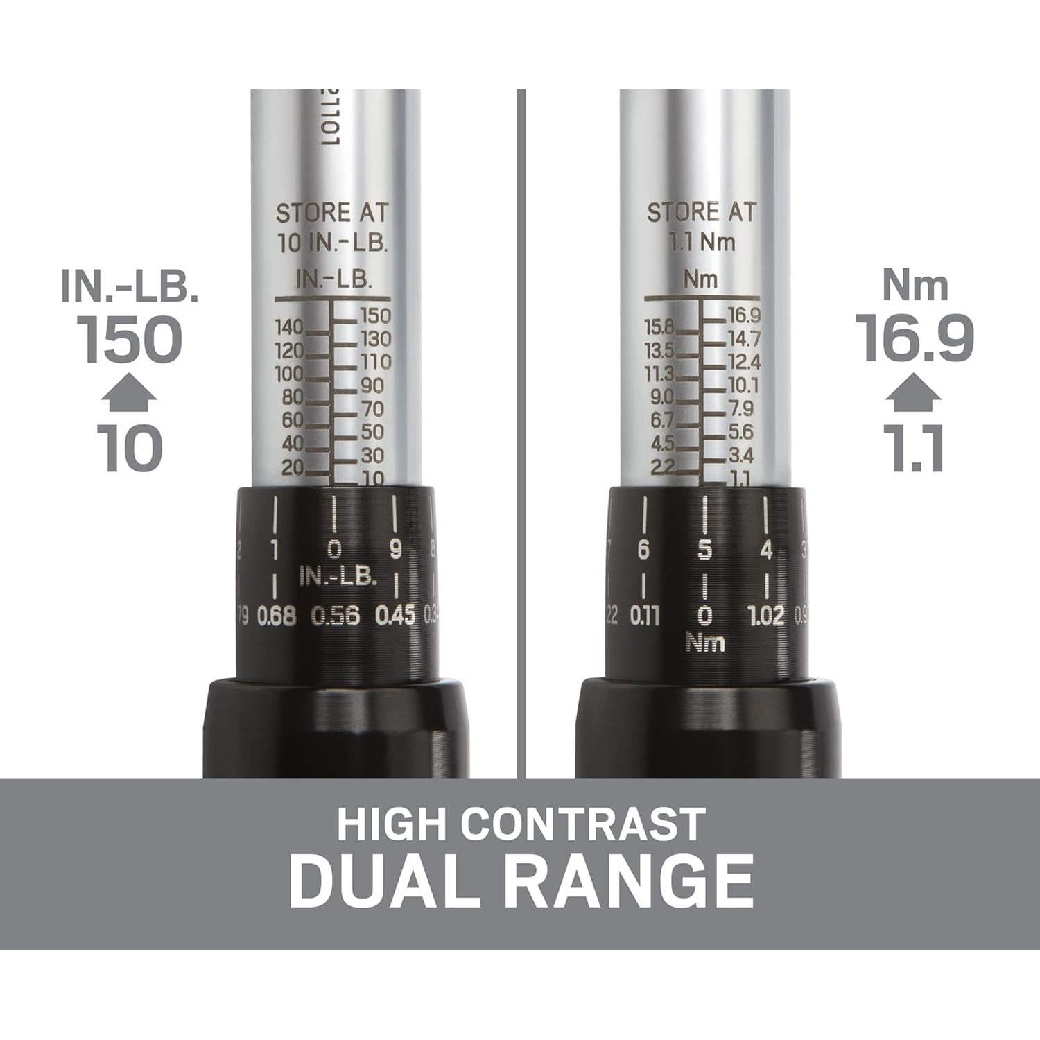 Llave de Torque de Click TEKTON 1/4" Doble Dirección 10-150 in-lb