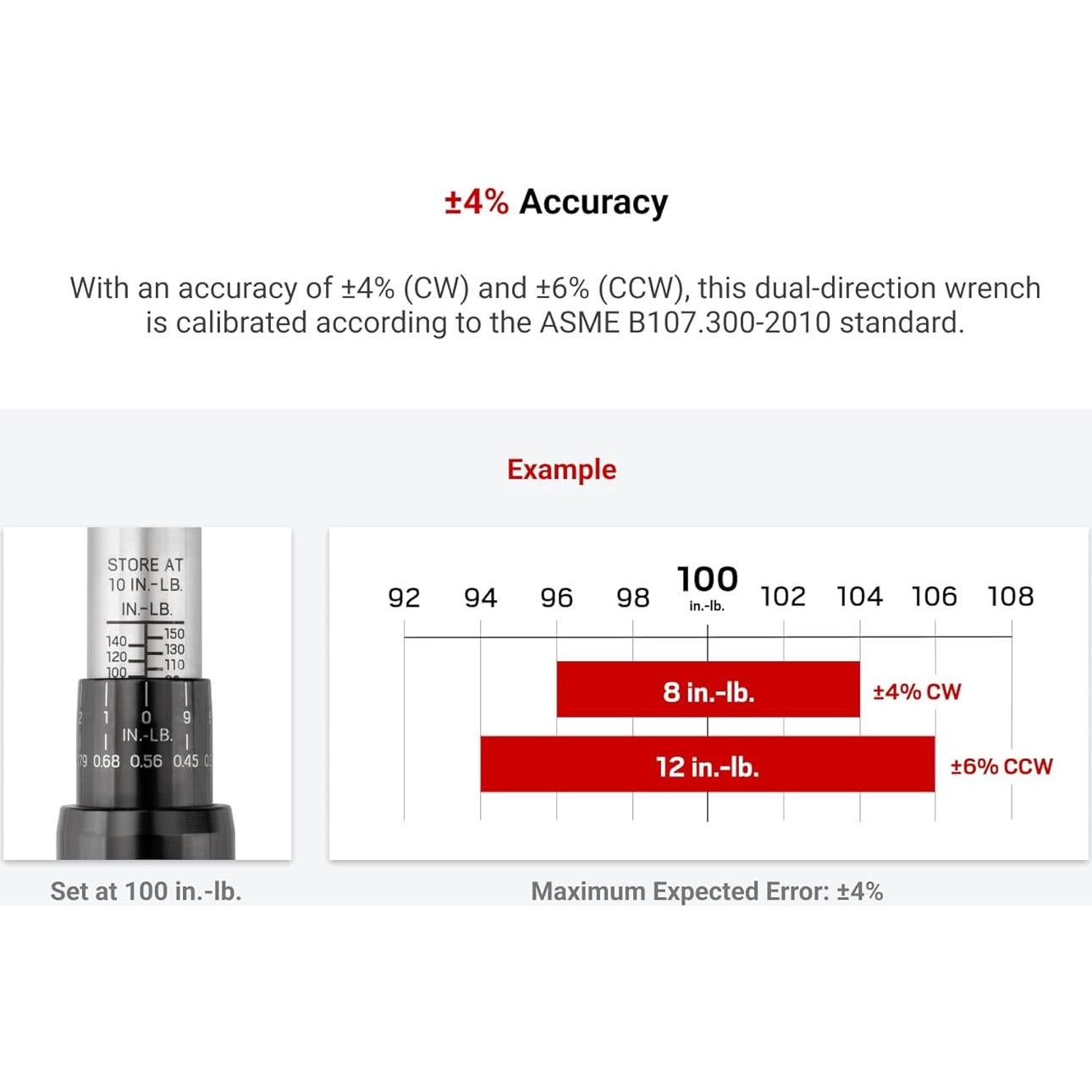 Llave de Torque de Click TEKTON 1/4" Doble Dirección 10-150 in-lb
